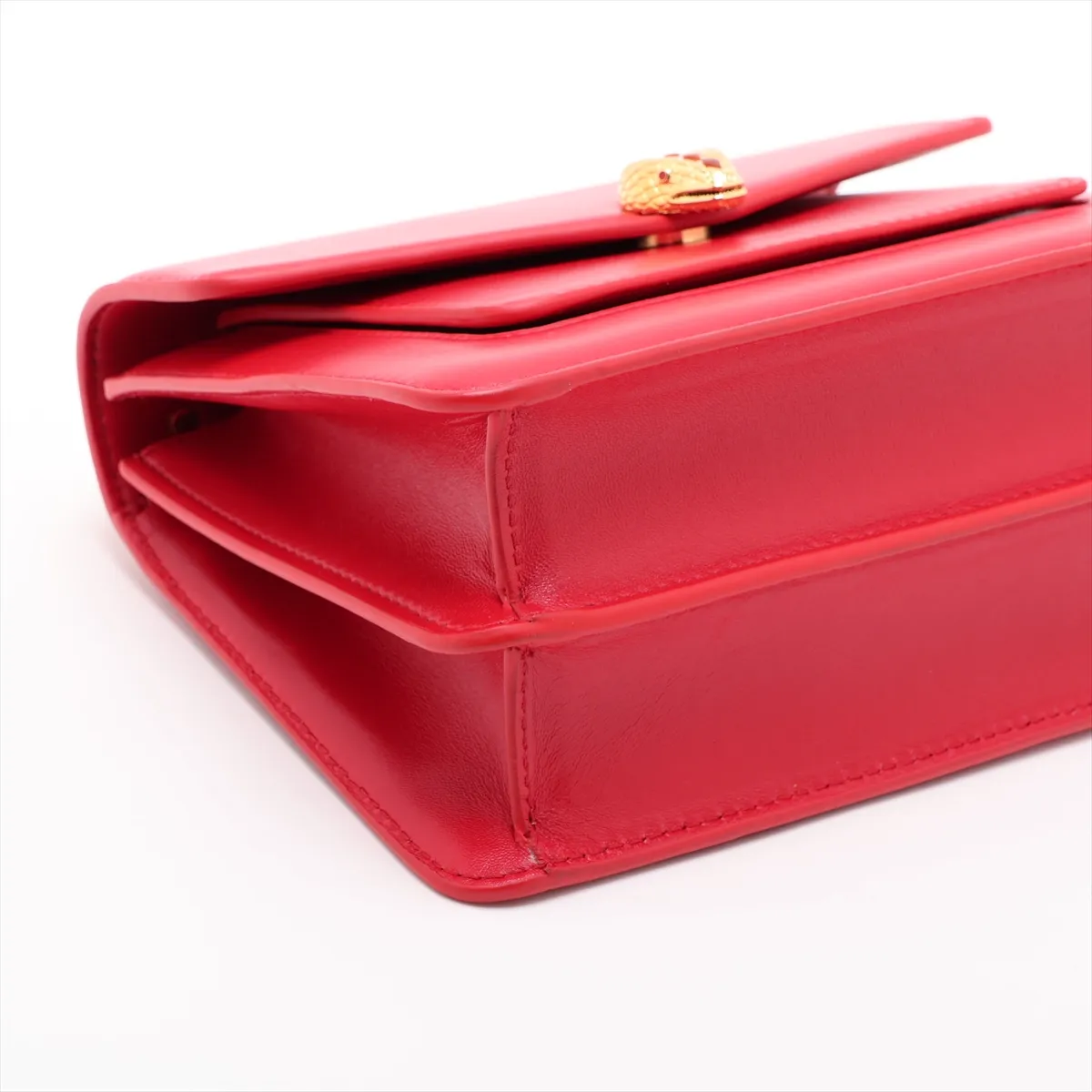 Serpenti Leather 2-Way Handbag, Red, with Mirror — view 4