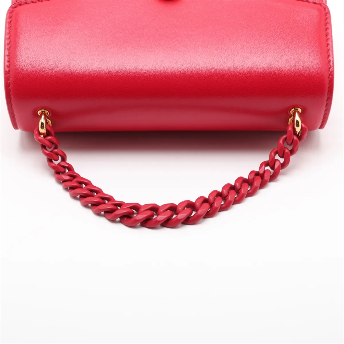 Serpenti Leather 2-Way Handbag, Red, with Mirror — view 5