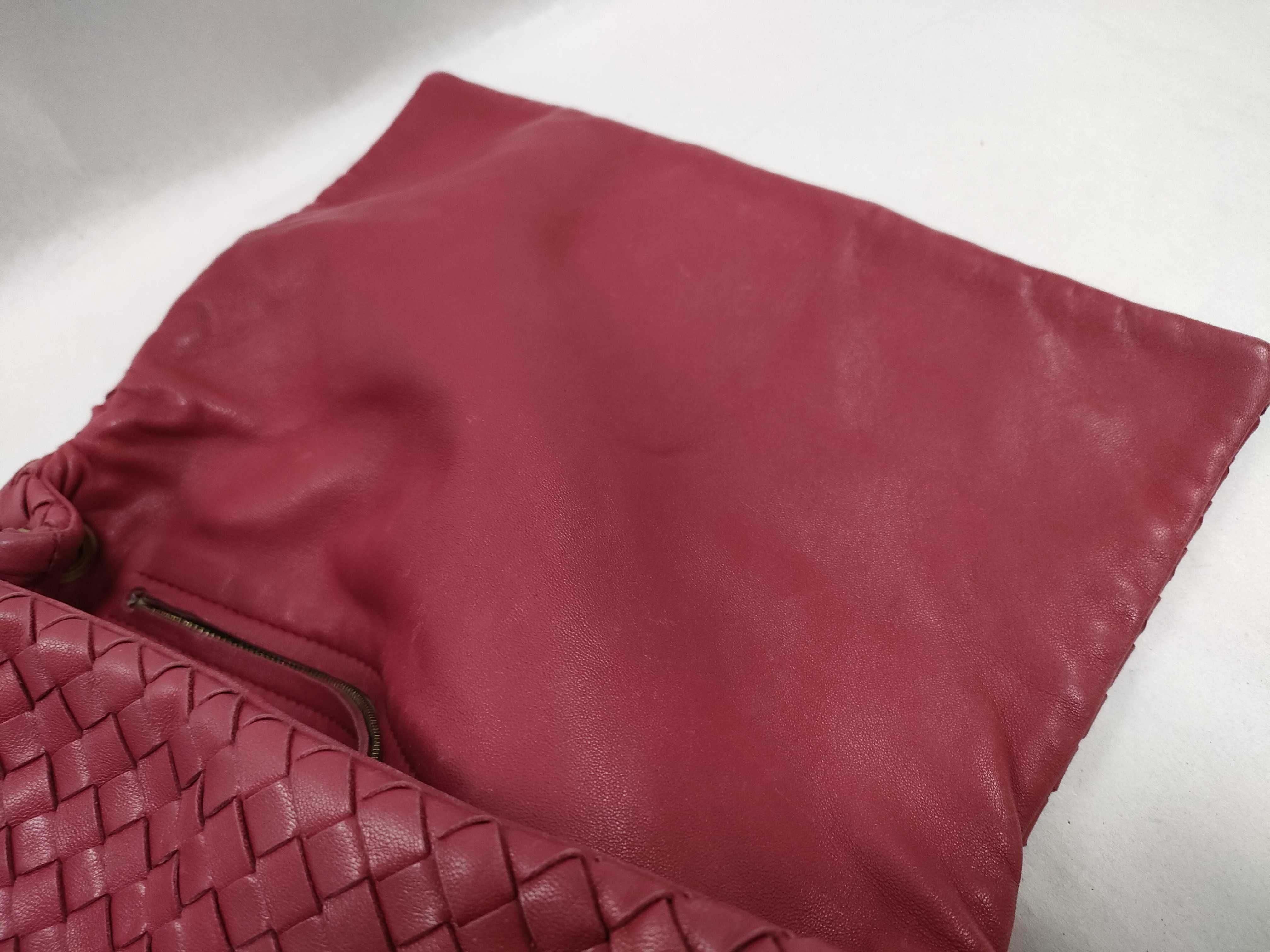 Intrecciato Leather Shoulder Bag, Red — view 12