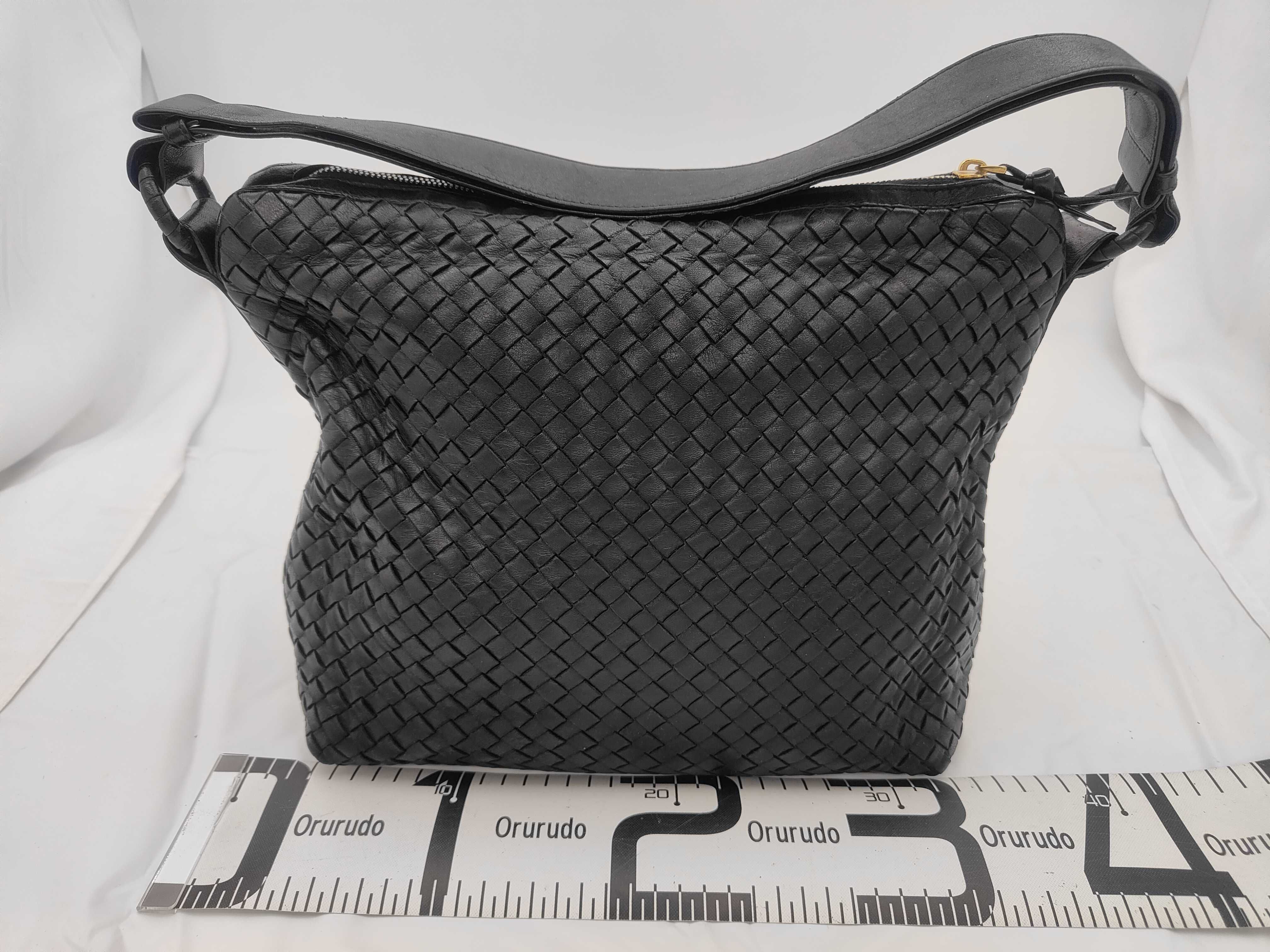 Intrecciato One-Shoulder Bag, Black — view 2