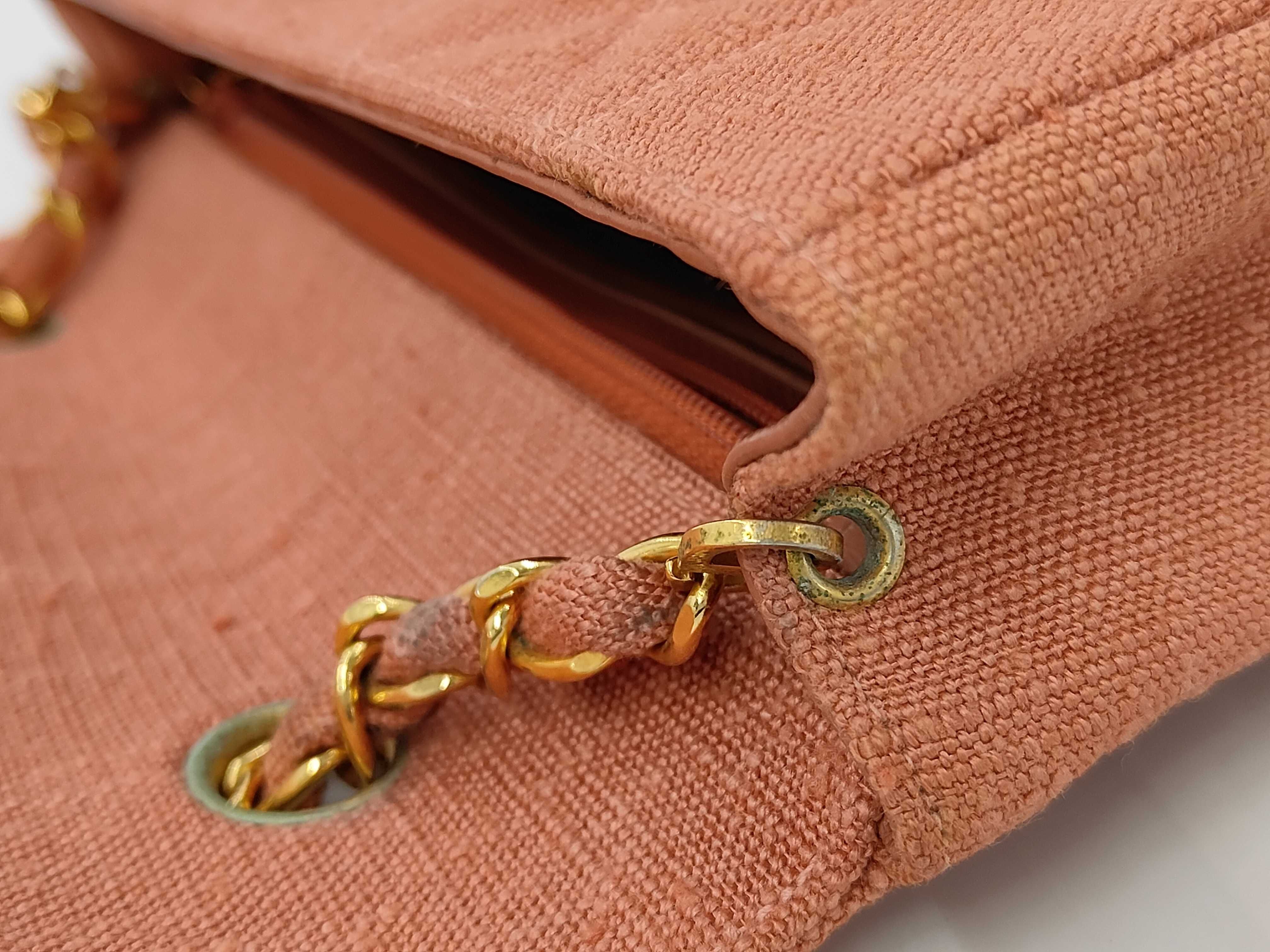 Diana Chain Shoulder Bag, Linen/Linen Material, Pink — view 5