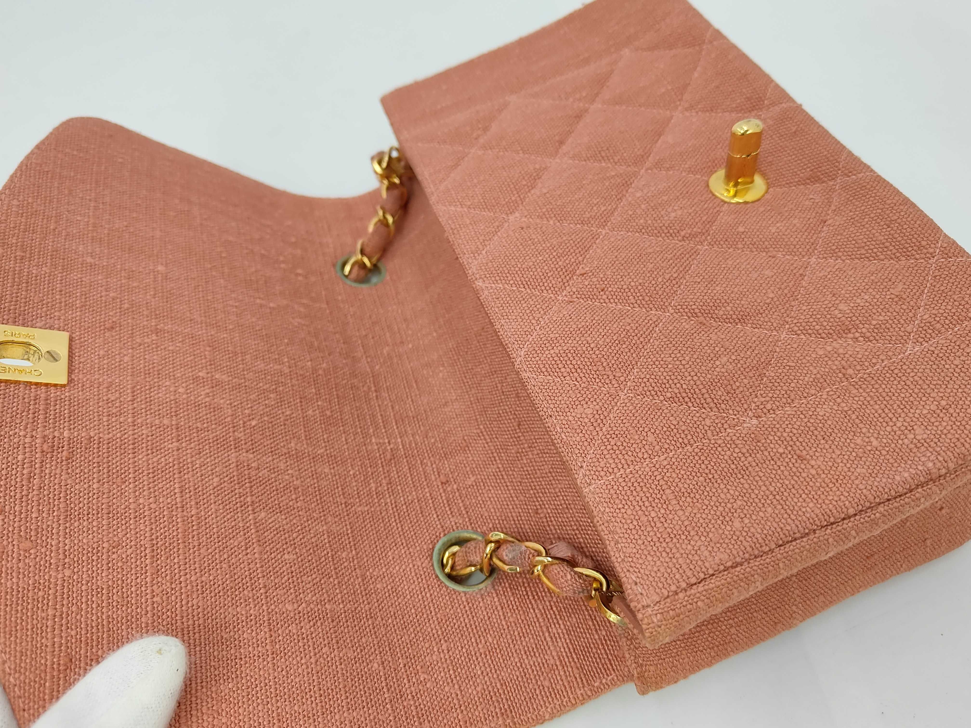 Diana Chain Shoulder Bag, Linen/Linen Material, Pink — view 6