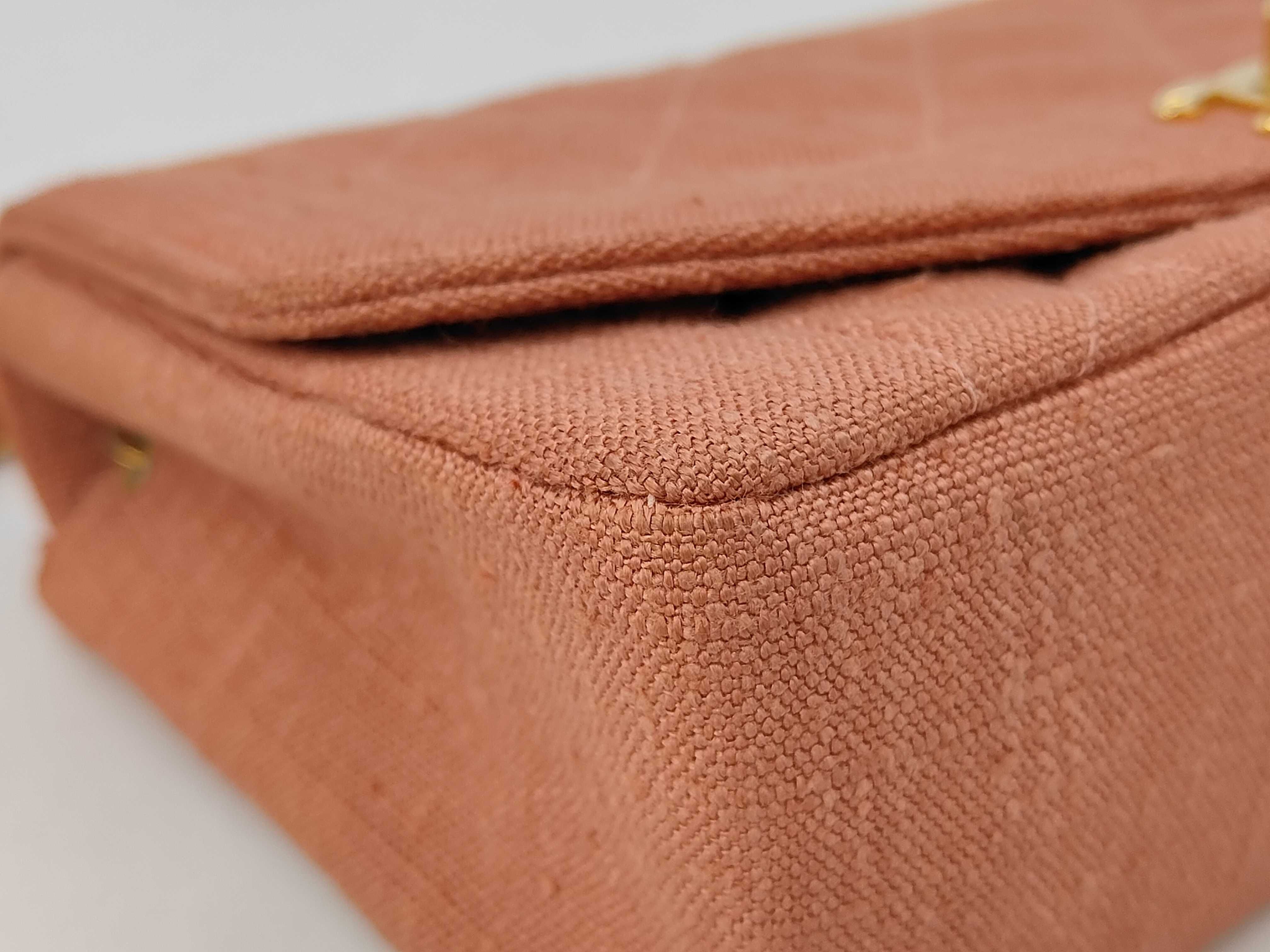 Diana Chain Shoulder Bag, Linen/Linen Material, Pink — view 7