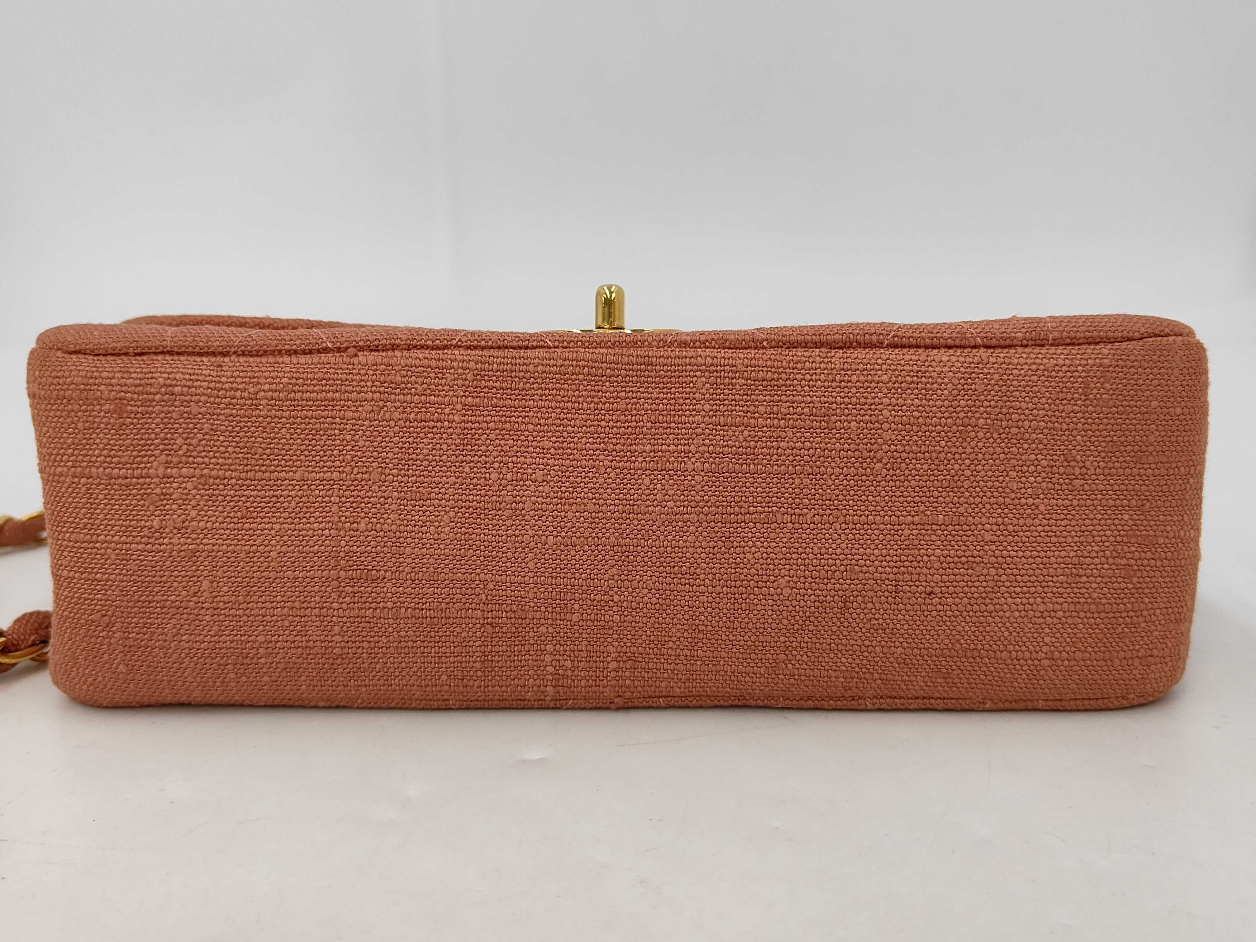 Diana Chain Shoulder Bag, Linen/Linen Material, Pink — view 8