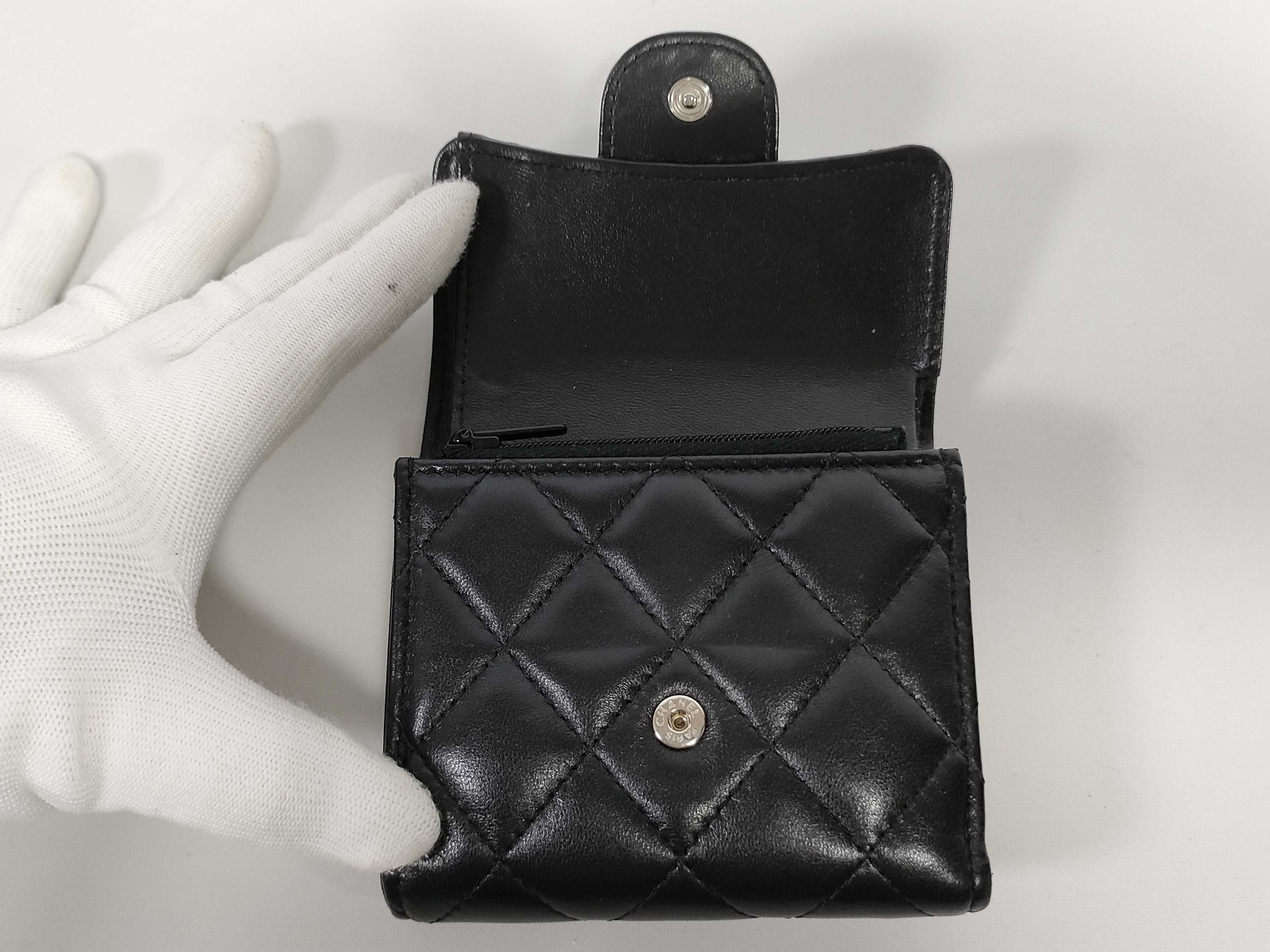 Lambskin Tri-fold Wallet (No. 31 series) / Coco / Black — view 8