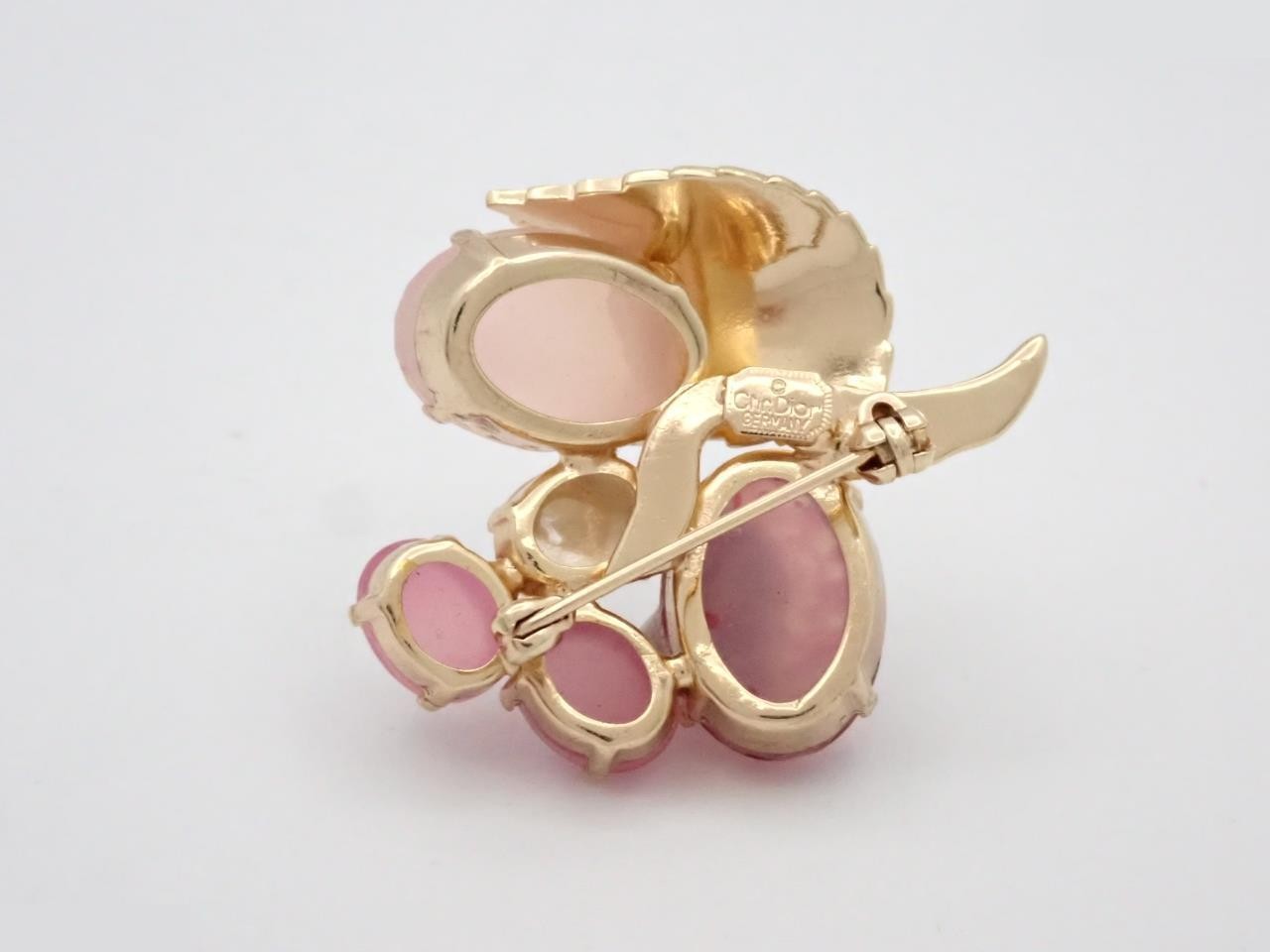 colored stone pearl brooch with fruit motif — view 2