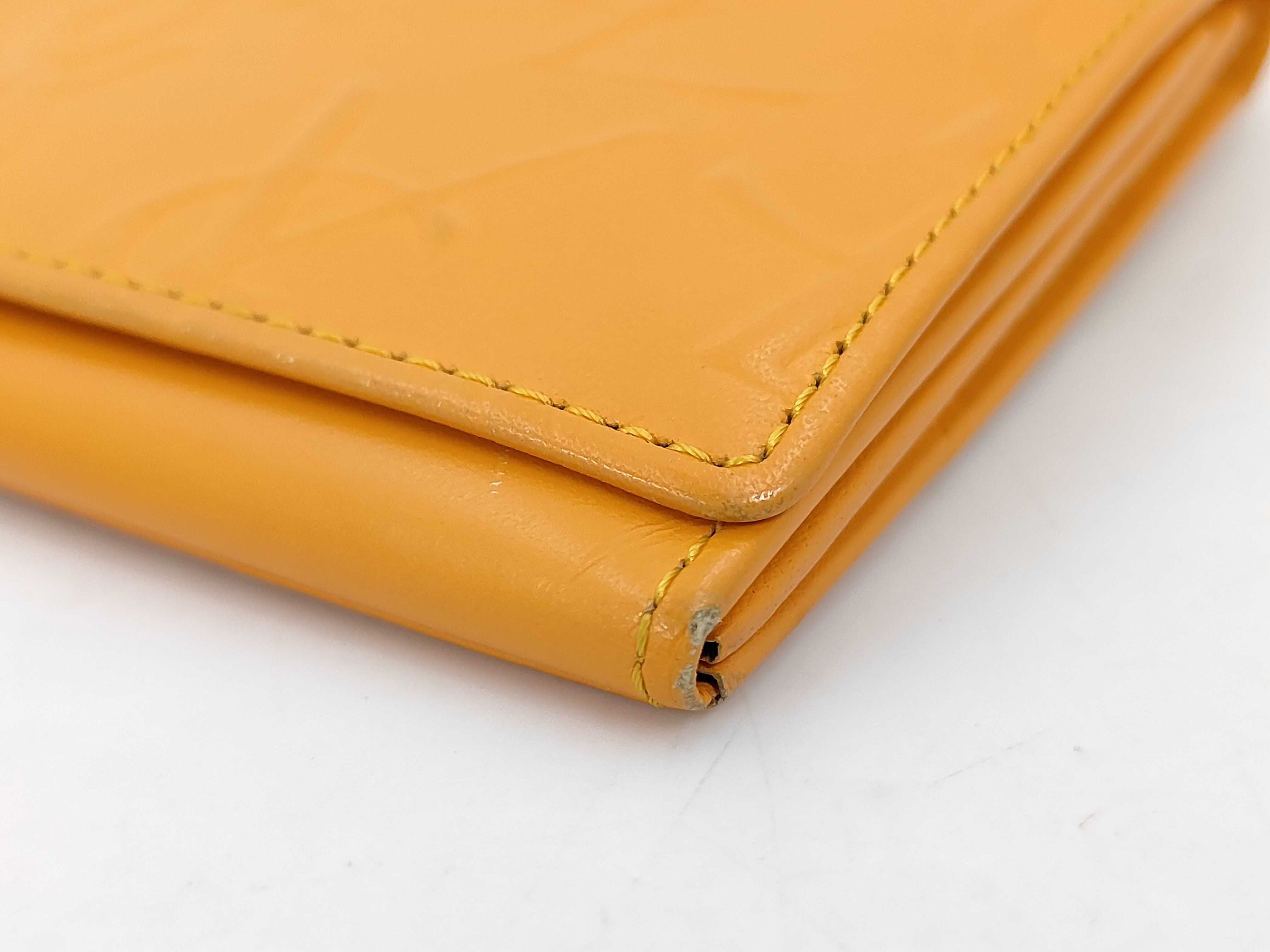 long wallet, leather, orange, embossed YSL wallet — view 3
