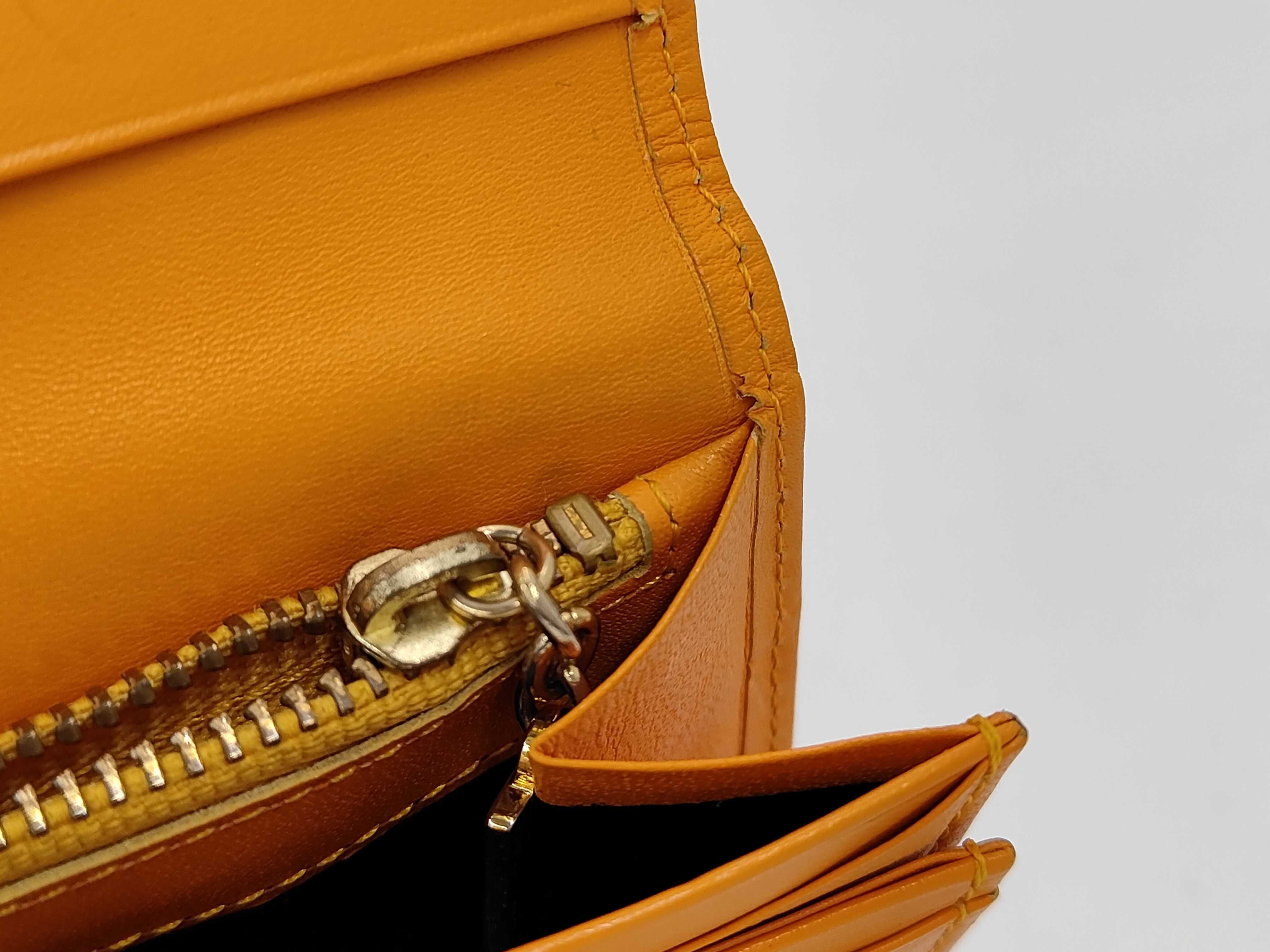 long wallet, leather, orange, embossed YSL wallet — view 5