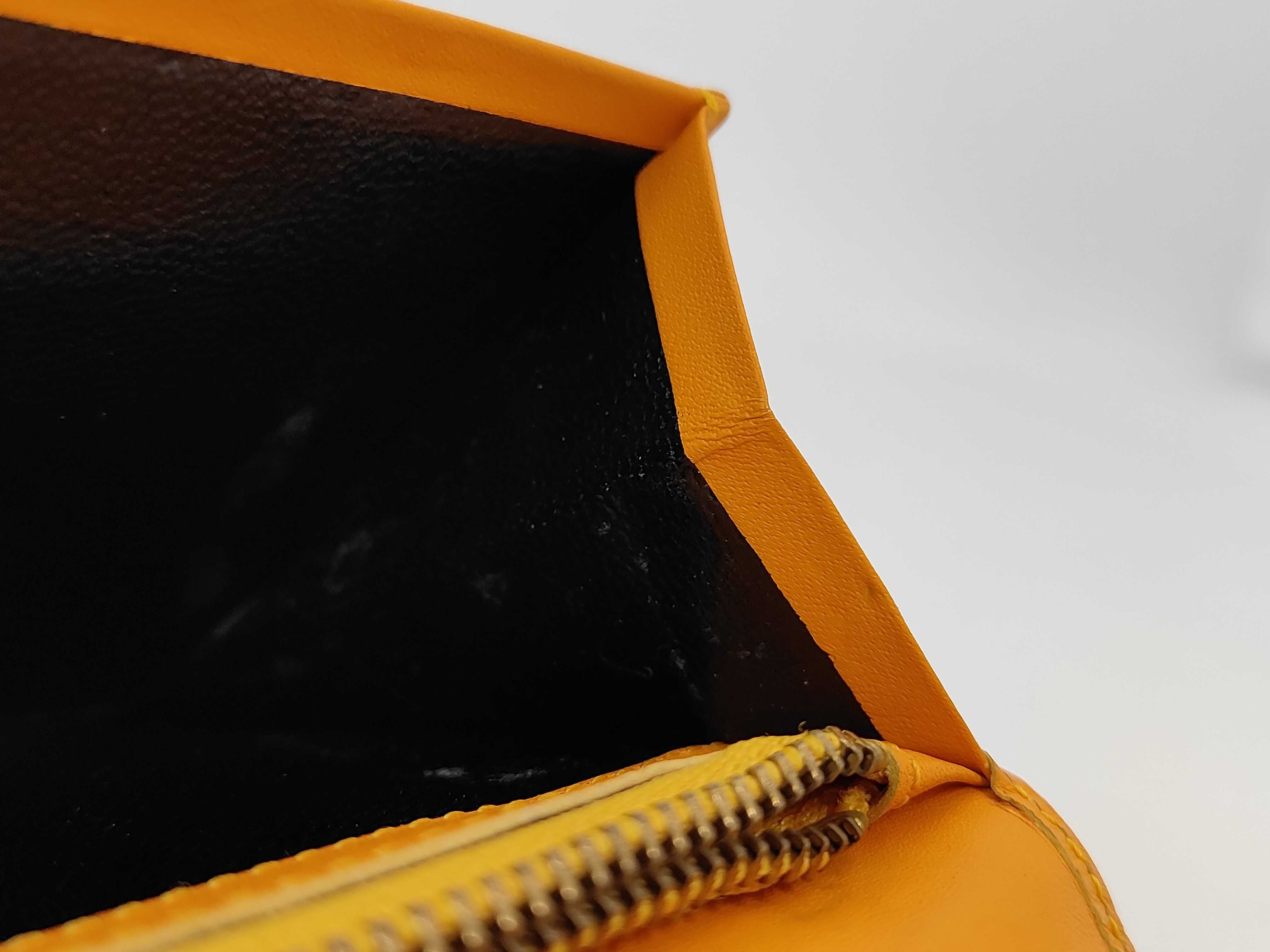 long wallet, leather, orange, embossed YSL wallet — view 6