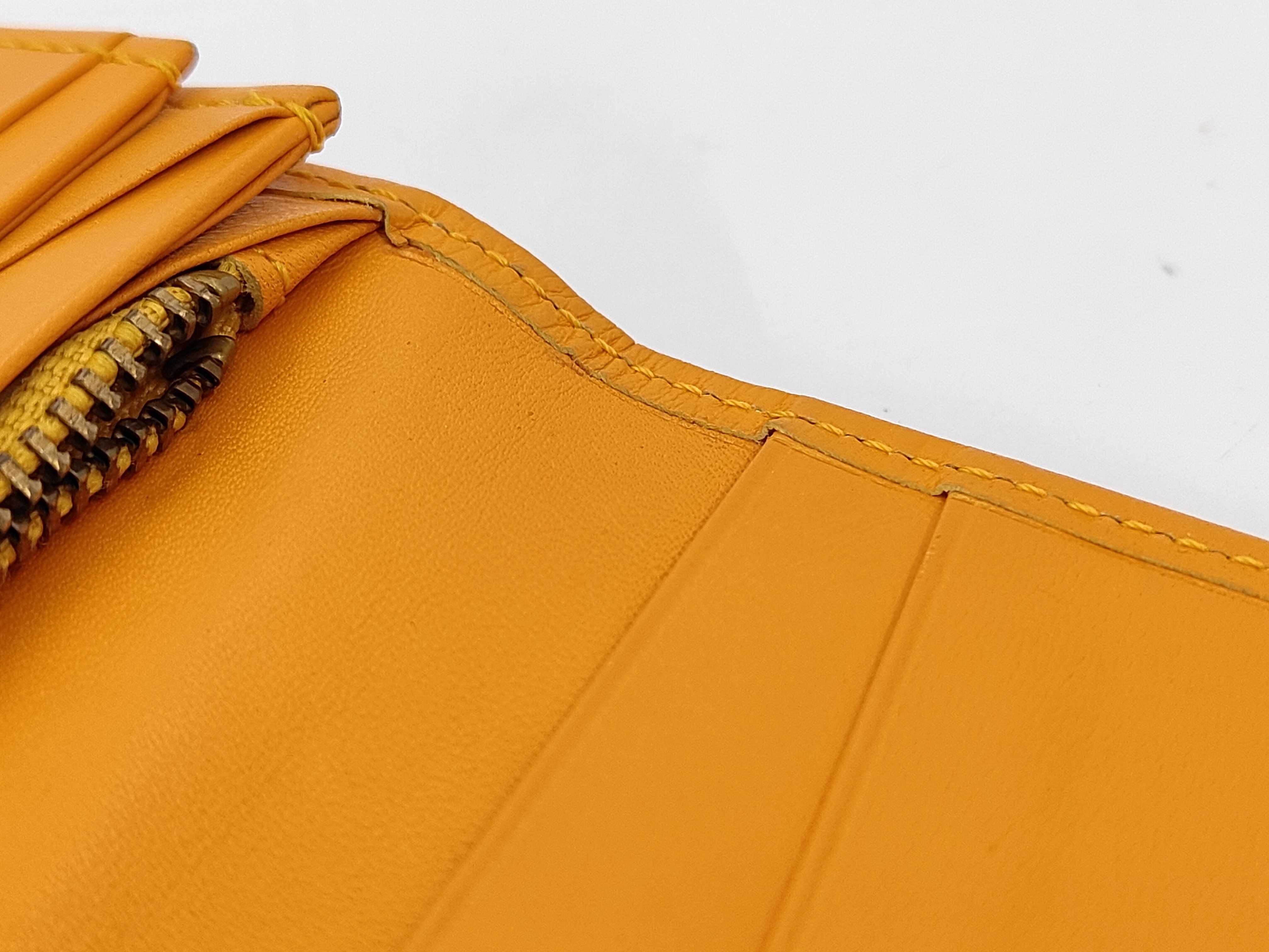 long wallet, leather, orange, embossed YSL wallet — view 8