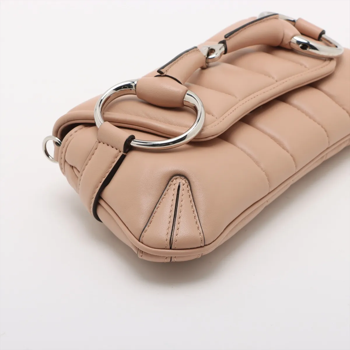 Horsebit Leather Chain Shoulder Bag, Pink, 764339 — view 4
