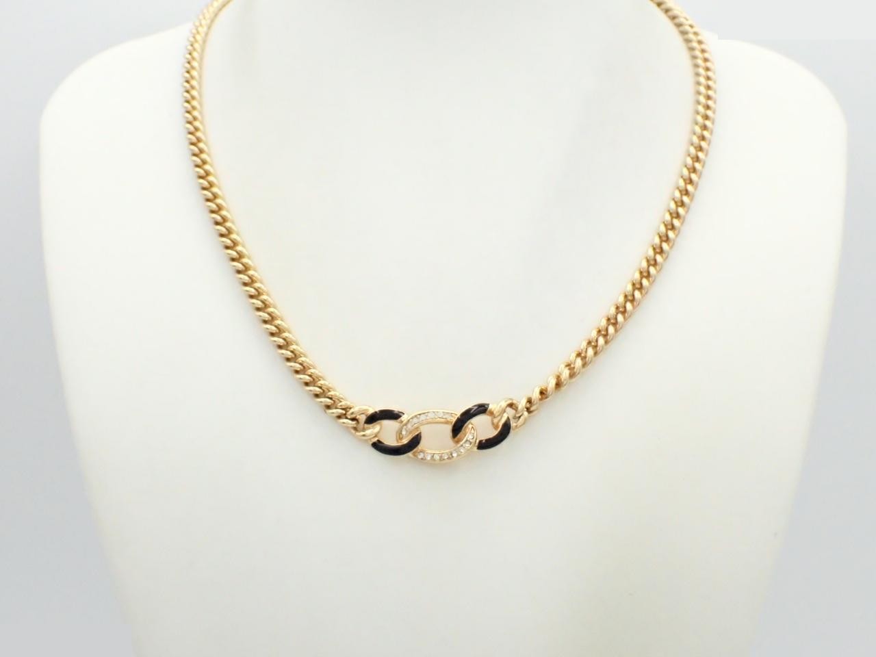 rhinestone necklace, gold, chain approximately 44cm — view 3