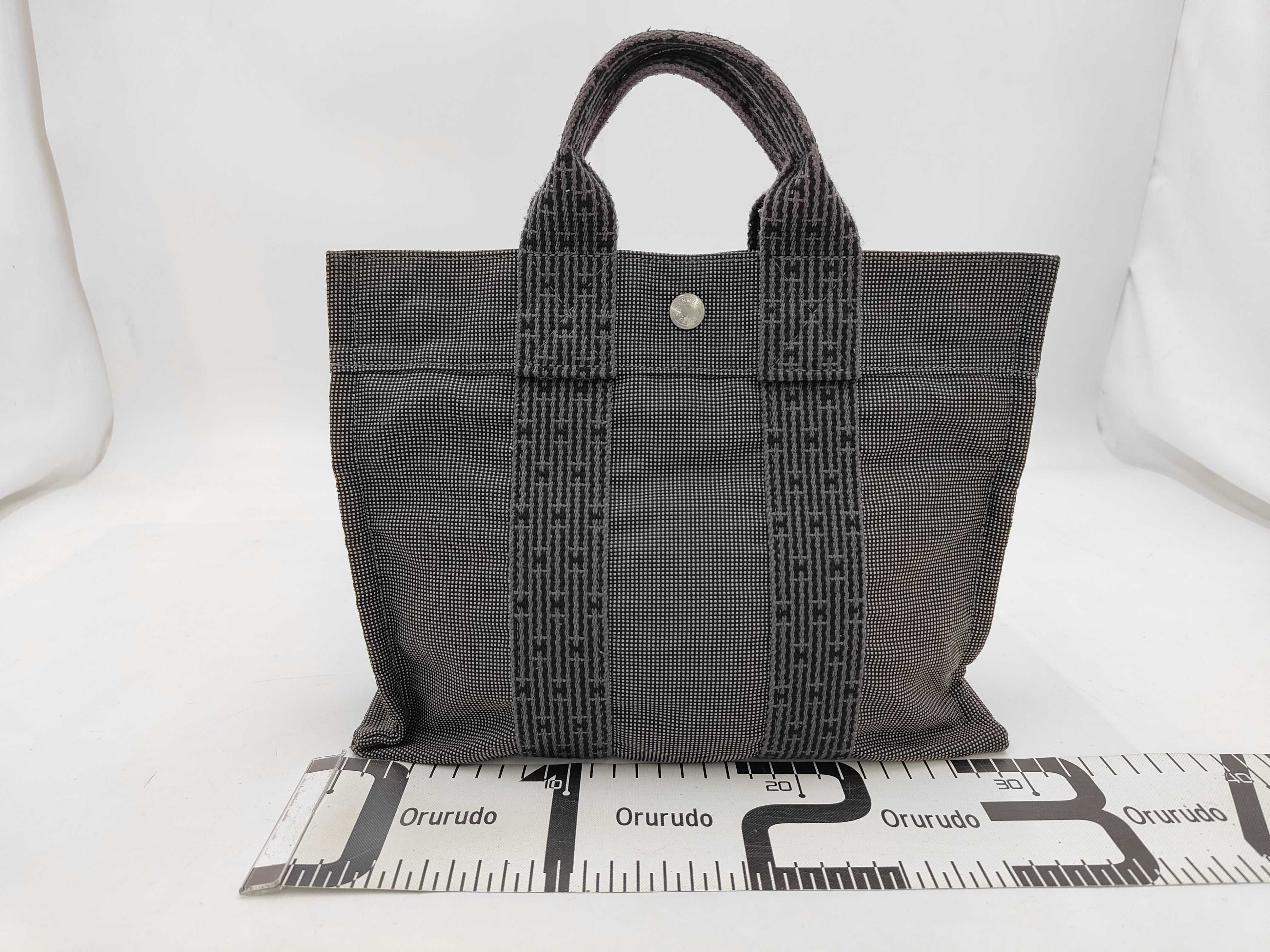 Herbag Hermes Her Tote PM Canvas Silver Hardware Gray Handbag — view 2