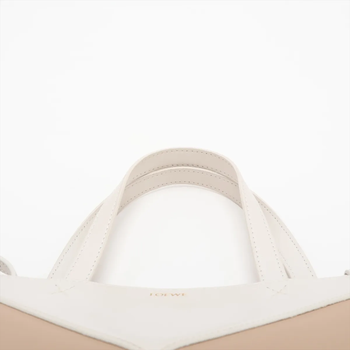 Puzzlefold Mini Leather 2-Way Handbag, Beige x Brown — view 6