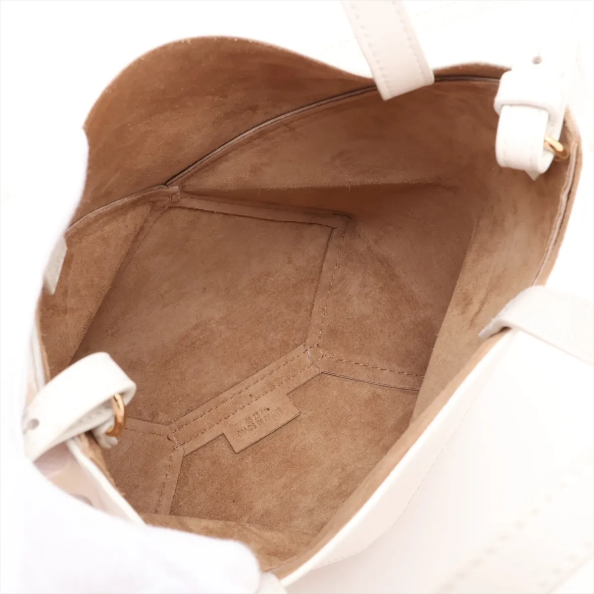 Puzzlefold Mini Leather 2-Way Handbag, Beige x Brown — view 8