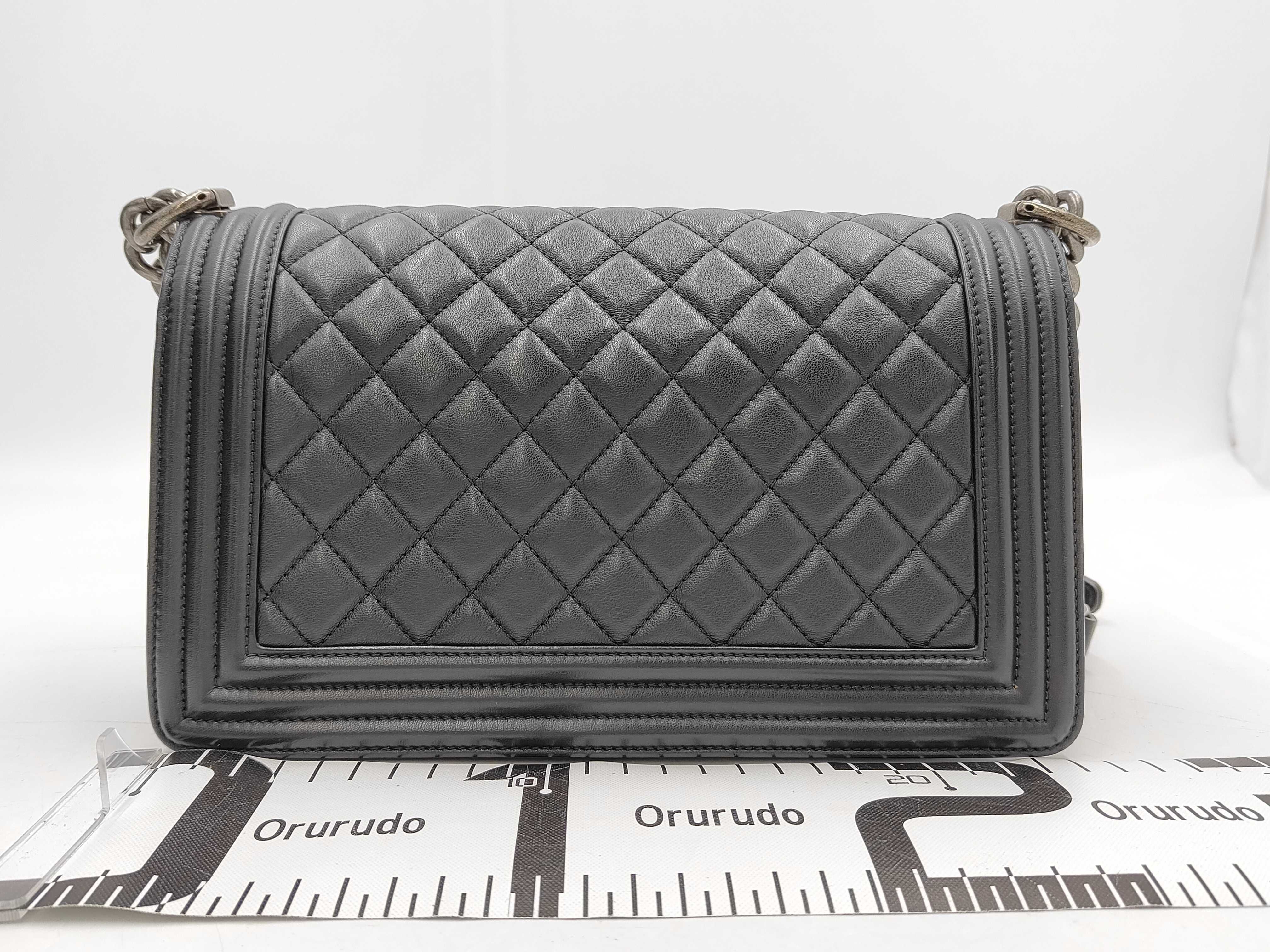 Boy Chanel Chain Shoulder Bag, Black Lambskin, Antique Gold Hardware. — view 2
