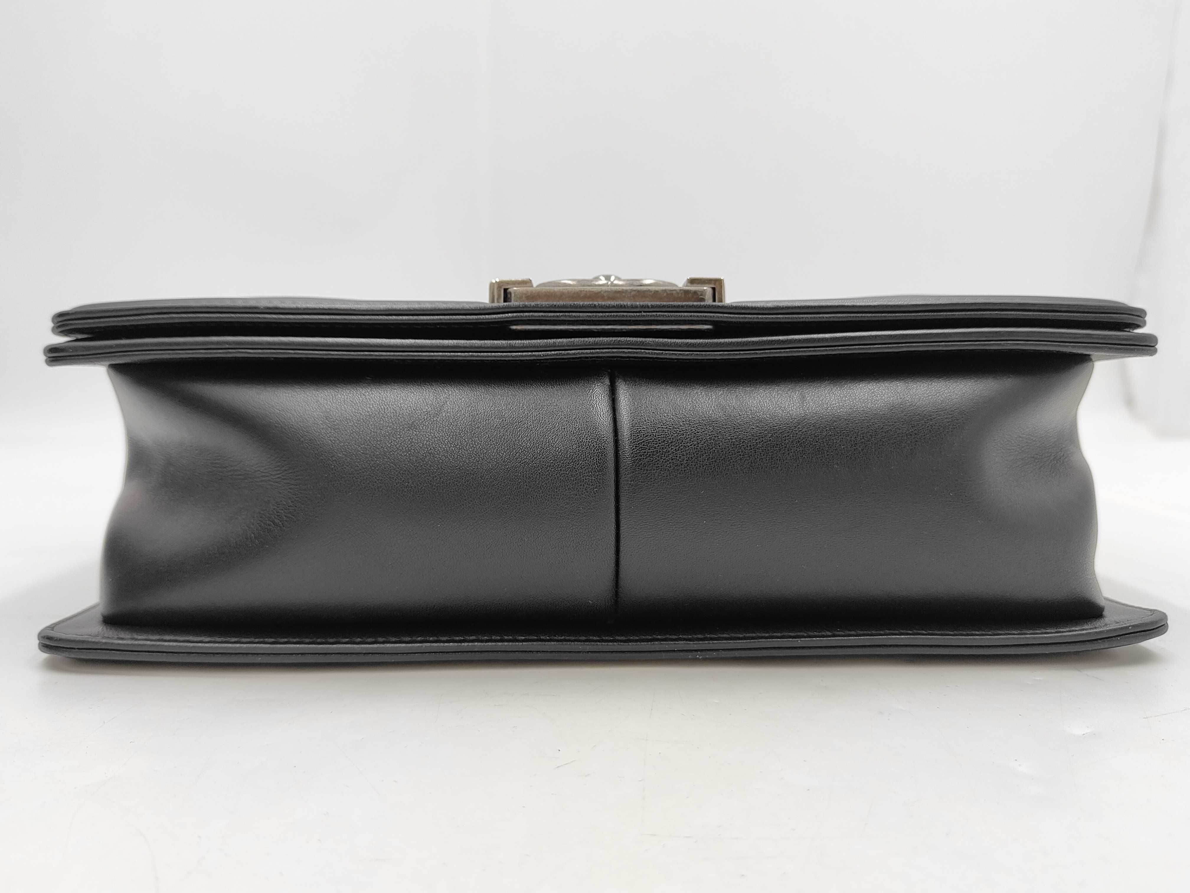 Boy Chanel Chain Shoulder Bag, Black Lambskin, Antique Gold Hardware. — view 7