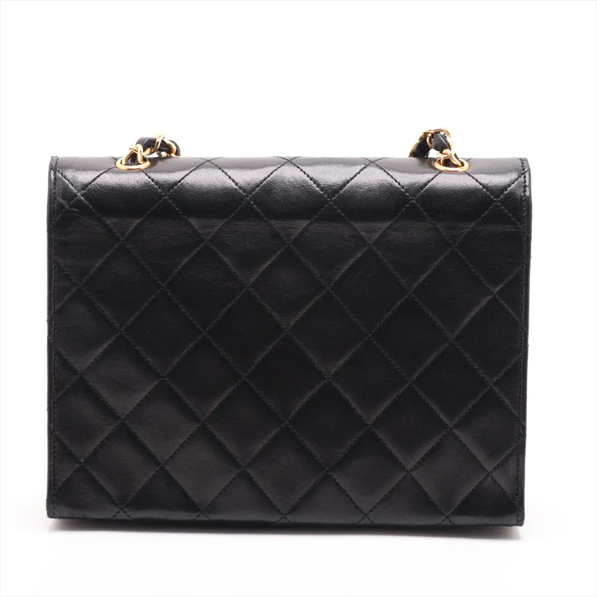 Matelassé Lambskin Single Flap Single Chain Bag, Push Lock, Black with Gold Hardware, 0731263 (Serial Number 0) — view 2
