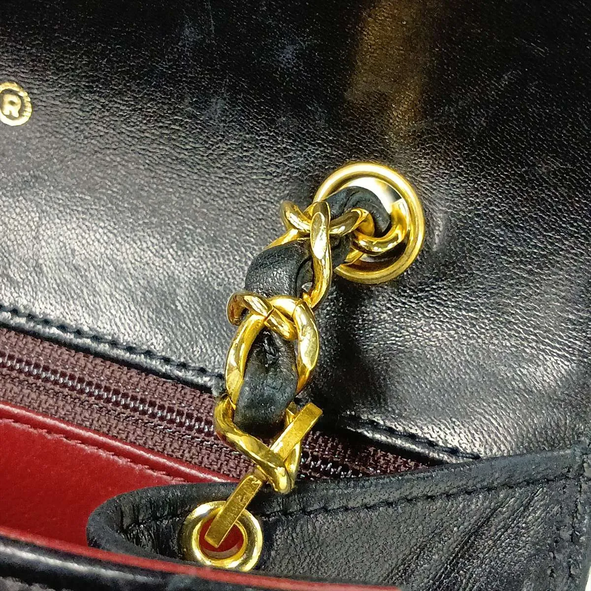 Matelassé Lambskin Single Flap Single Chain Bag, Push Lock, Black with Gold Hardware, 0731263 (Serial Number 0) — view 12