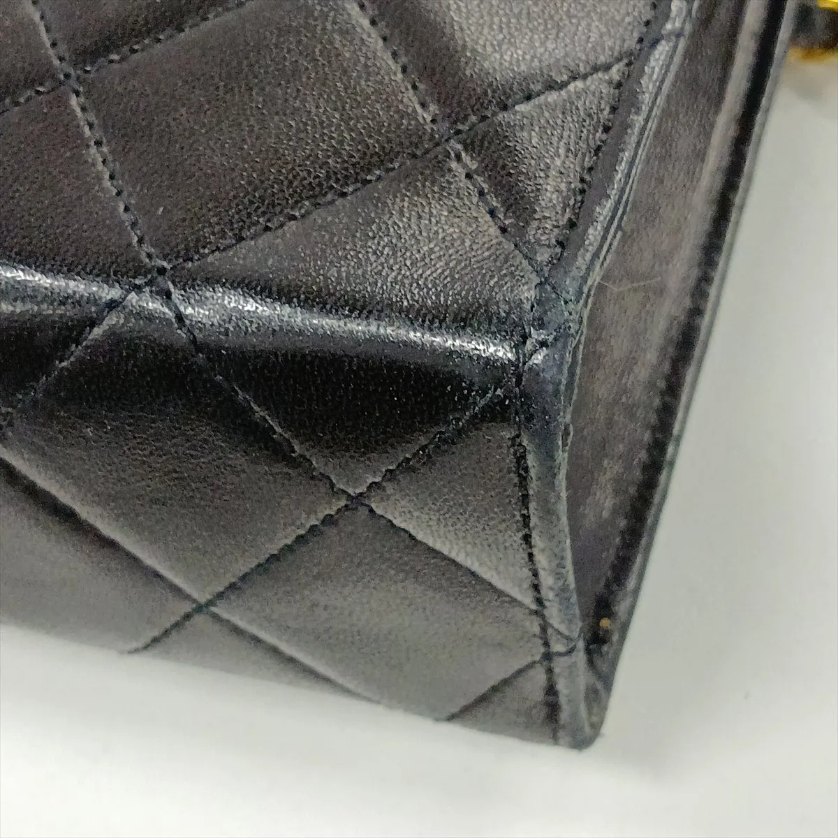 Matelassé Lambskin Single Flap Single Chain Bag, Push Lock, Black with Gold Hardware, 0731263 (Serial Number 0) — view 15