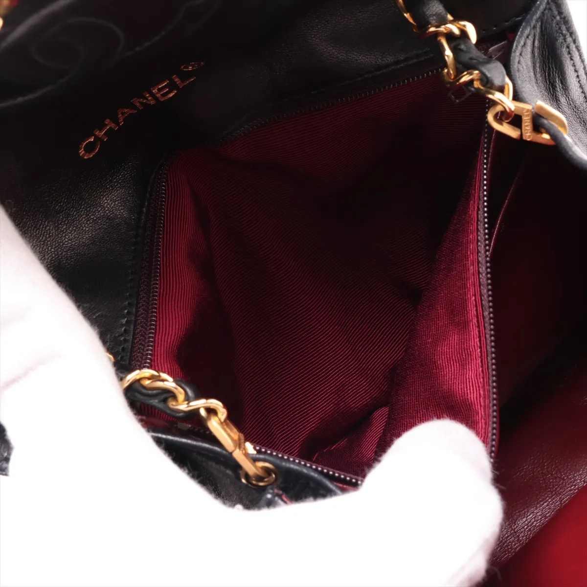 Matelassé Lambskin Single Flap Single Chain Bag, Push Lock, Black with Gold Hardware, 0731263 (Serial Number 0) — view 7