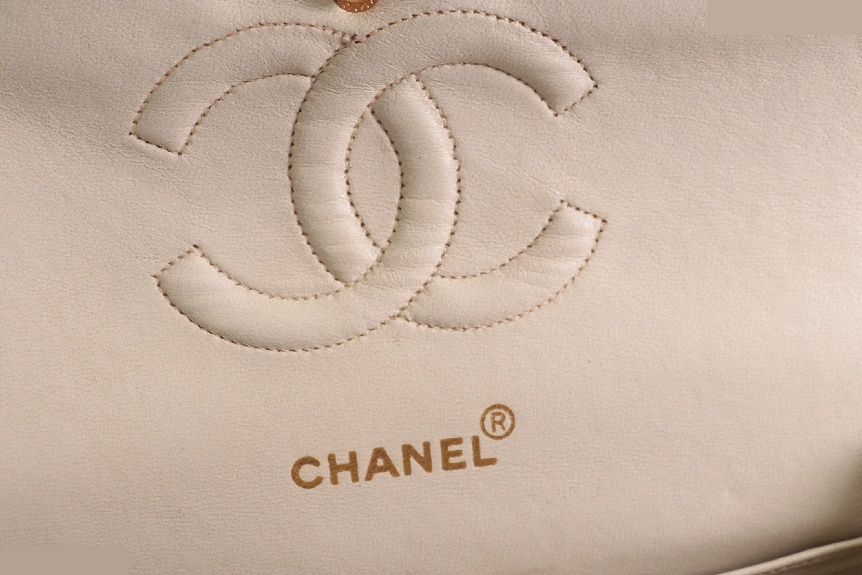 Double flap 25 canvas chain shoulder bag, blue/white, item number 3. — view 8