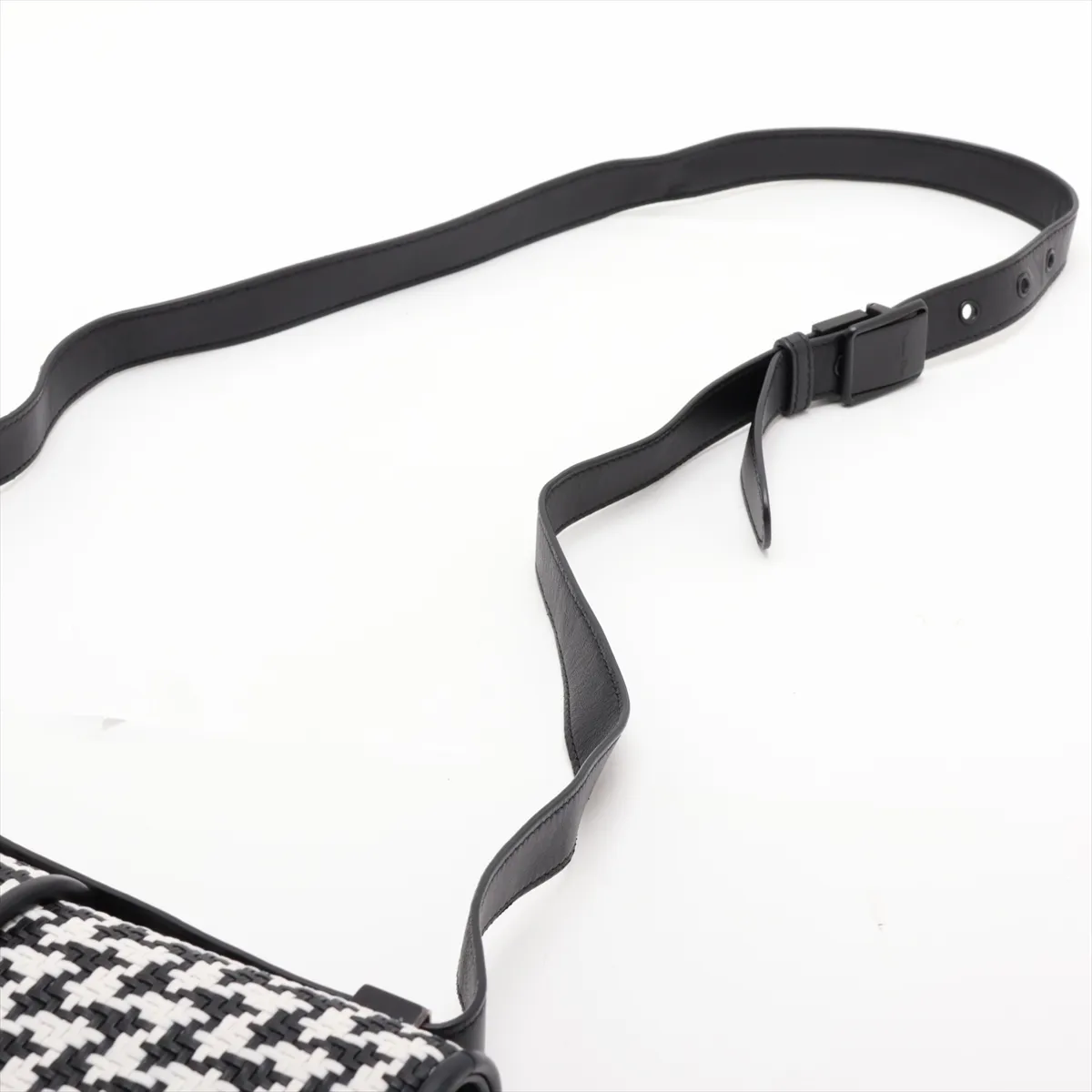 Montaigne Leather Shoulder Bag, Black x White — view 5