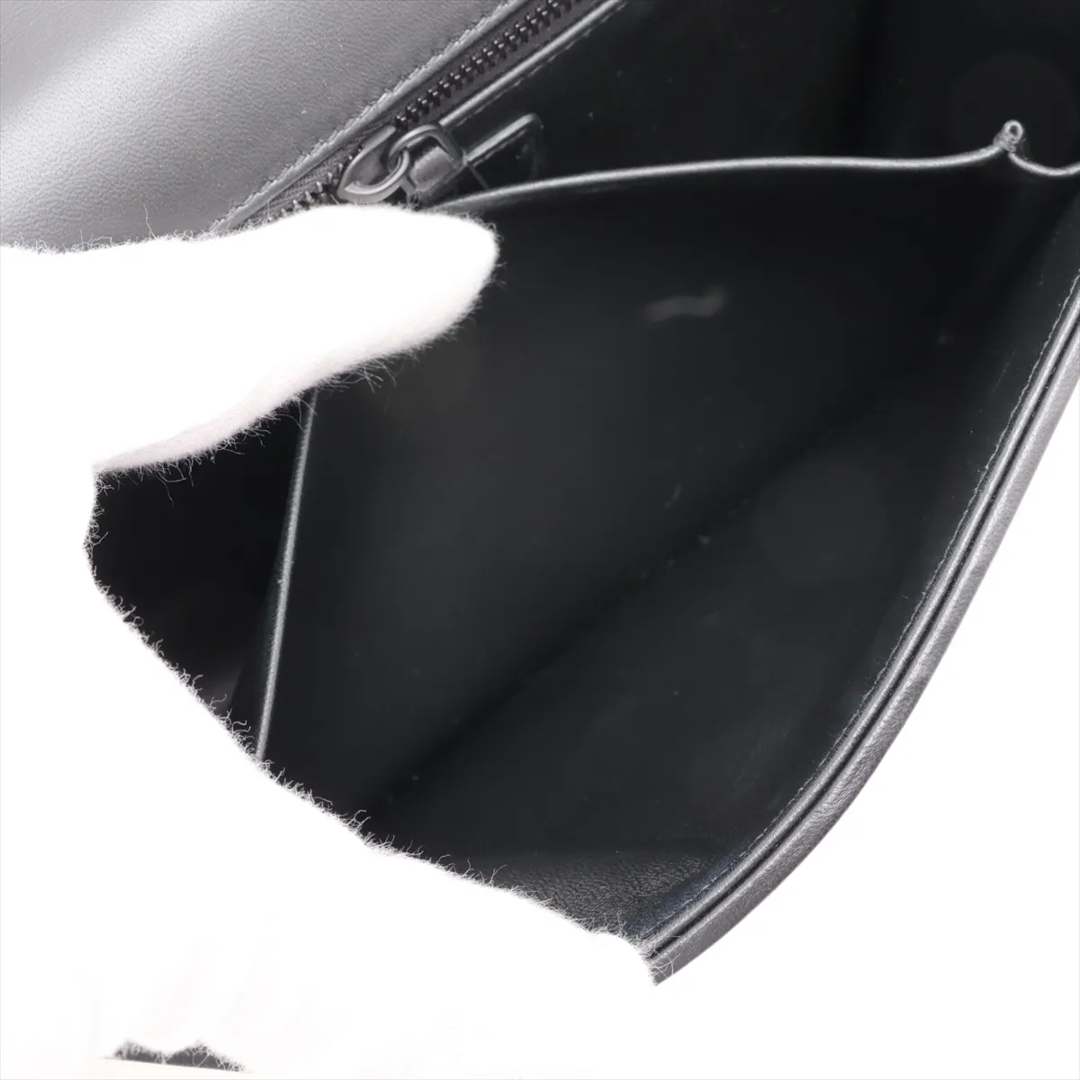 Montaigne Leather Shoulder Bag, Black x White — view 6