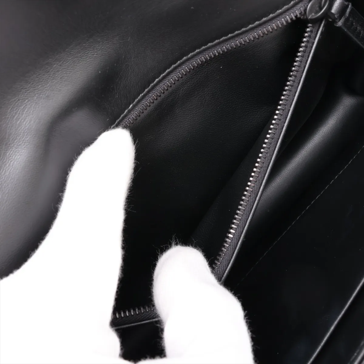 Montaigne Leather Shoulder Bag, Black x White — view 8