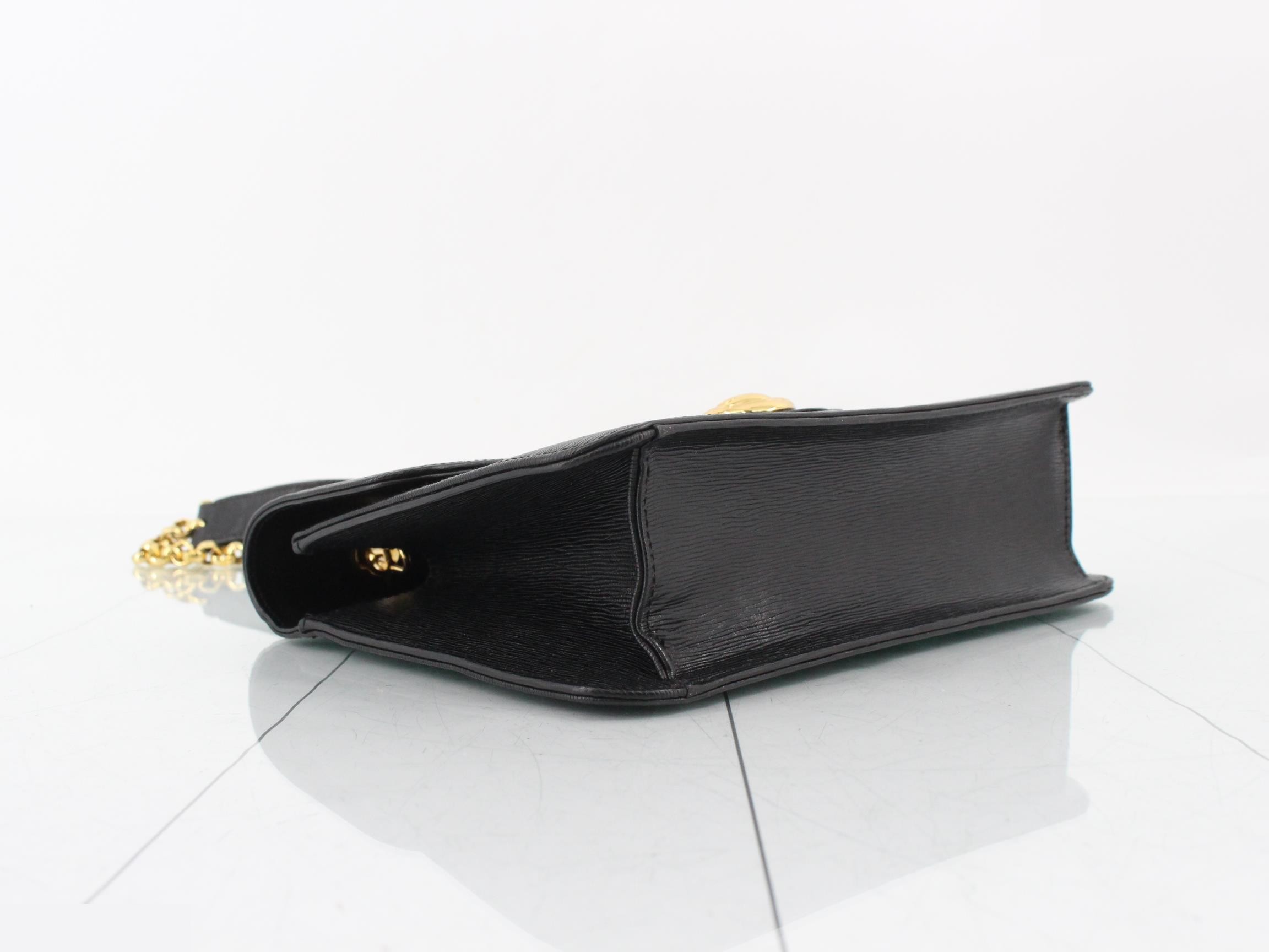 leather chain shoulder bag, black and gold. — view 5
