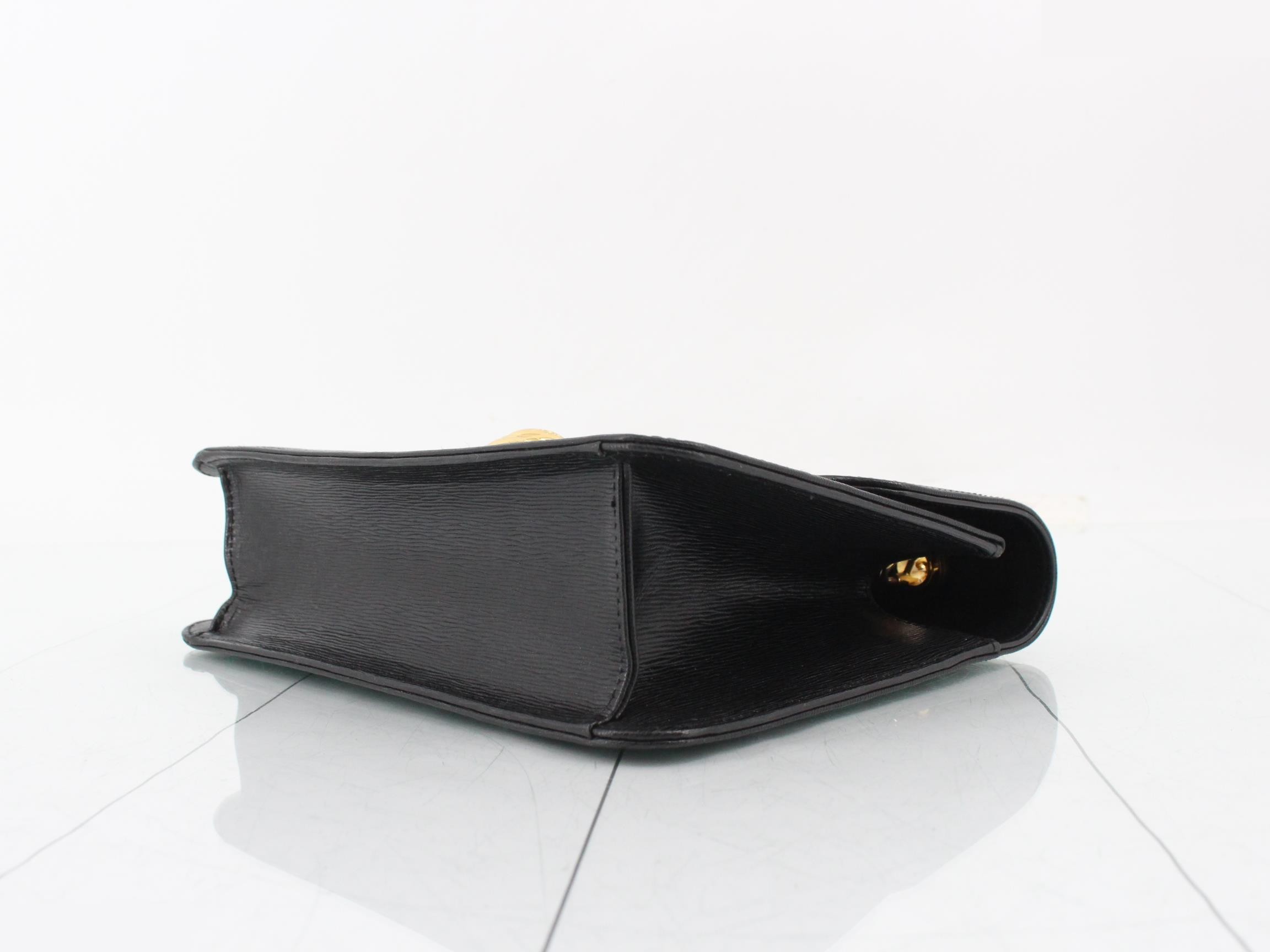 leather chain shoulder bag, black and gold. — view 6