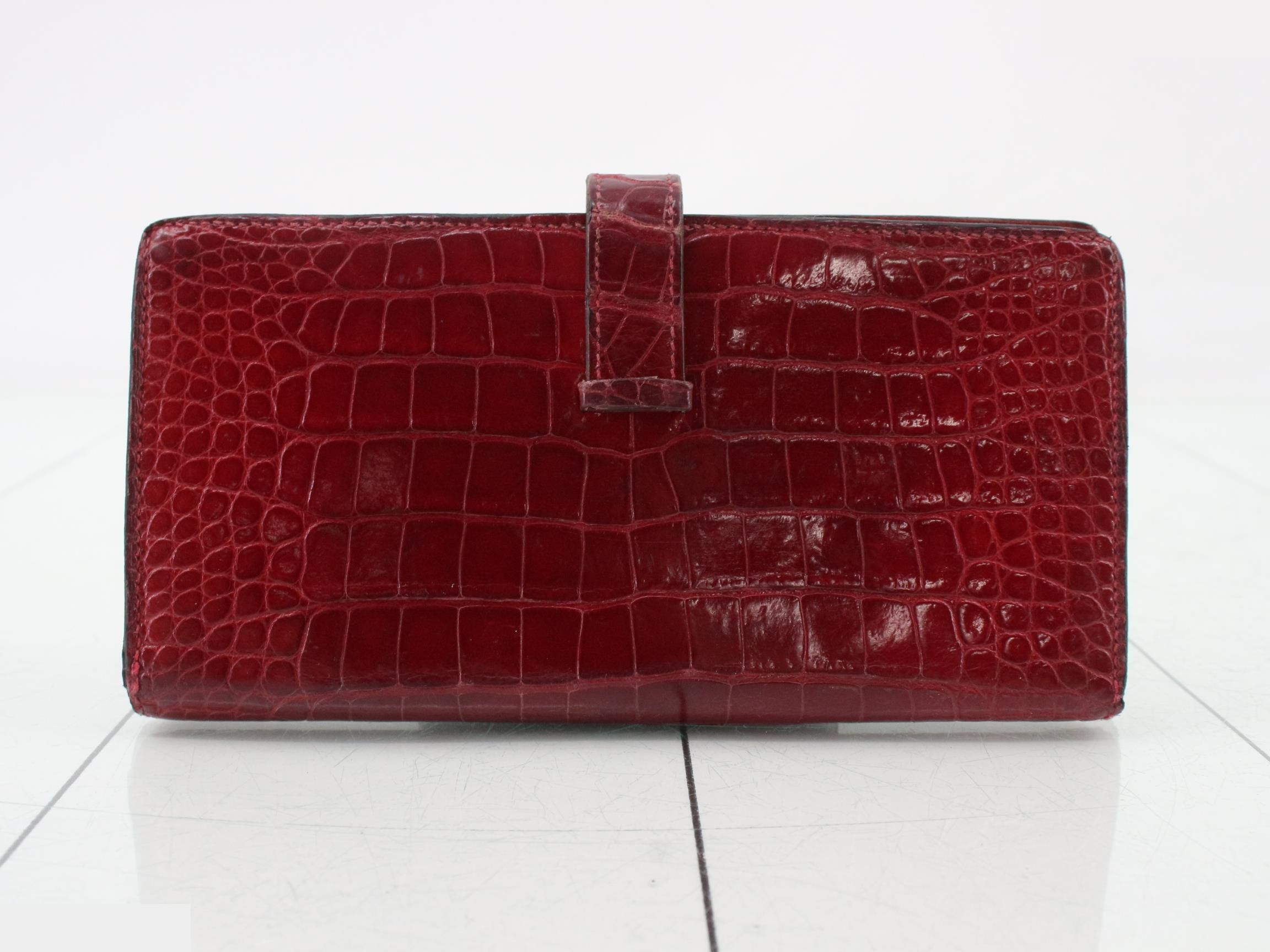 Bearn Soufflé Crocodile Bi-fold Long Wallet, A Stamp — view 2