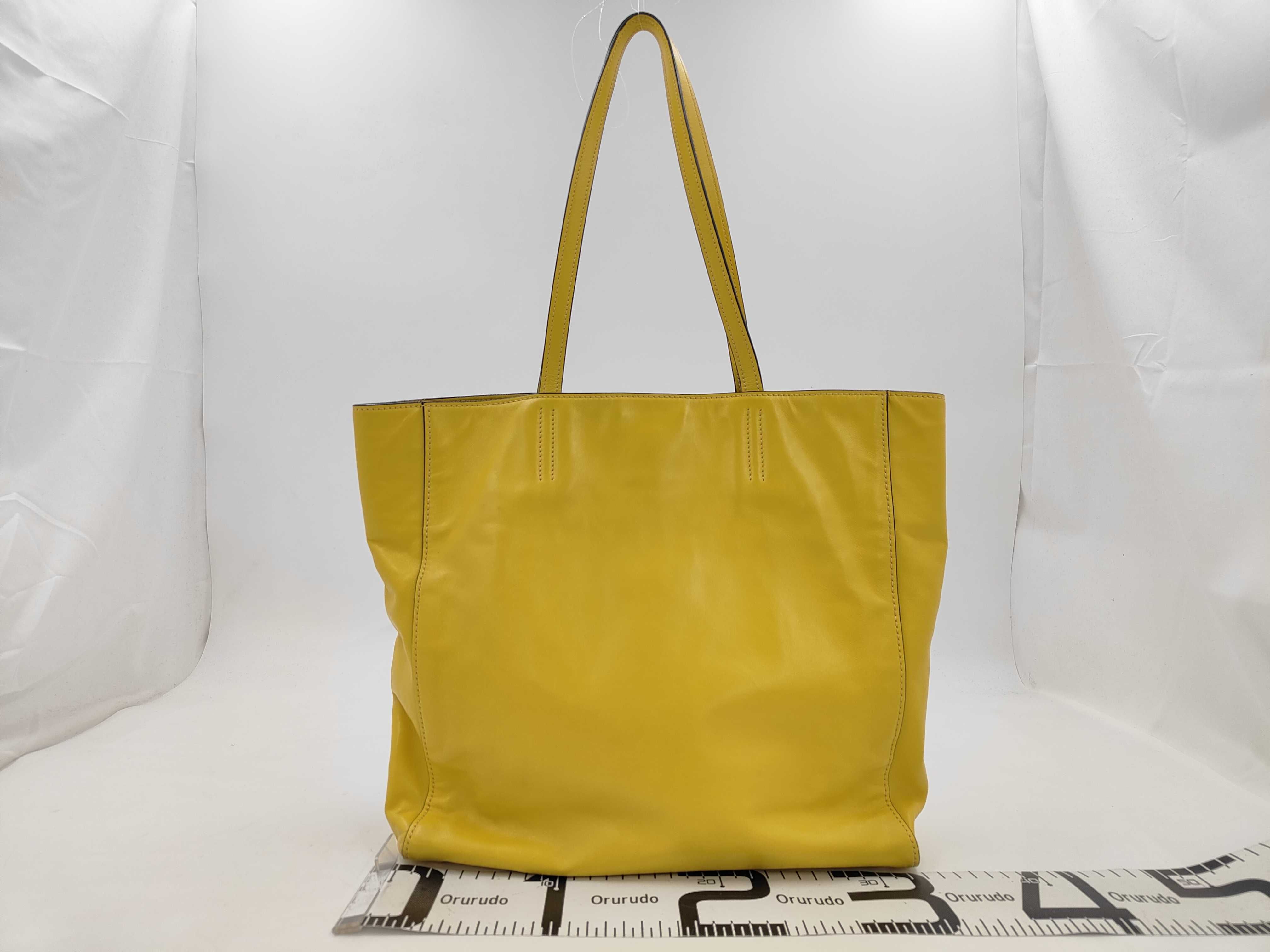 leather yellow tote bag — view 2