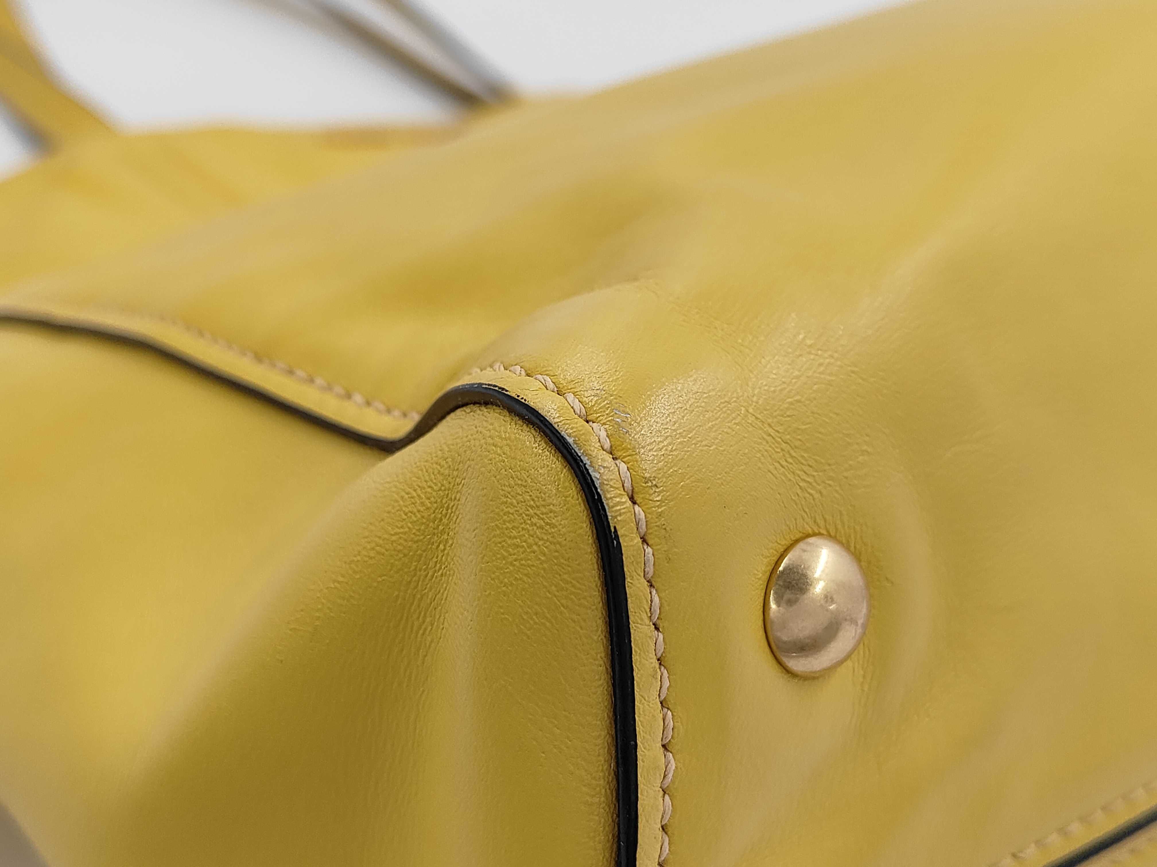 leather yellow tote bag — view 6