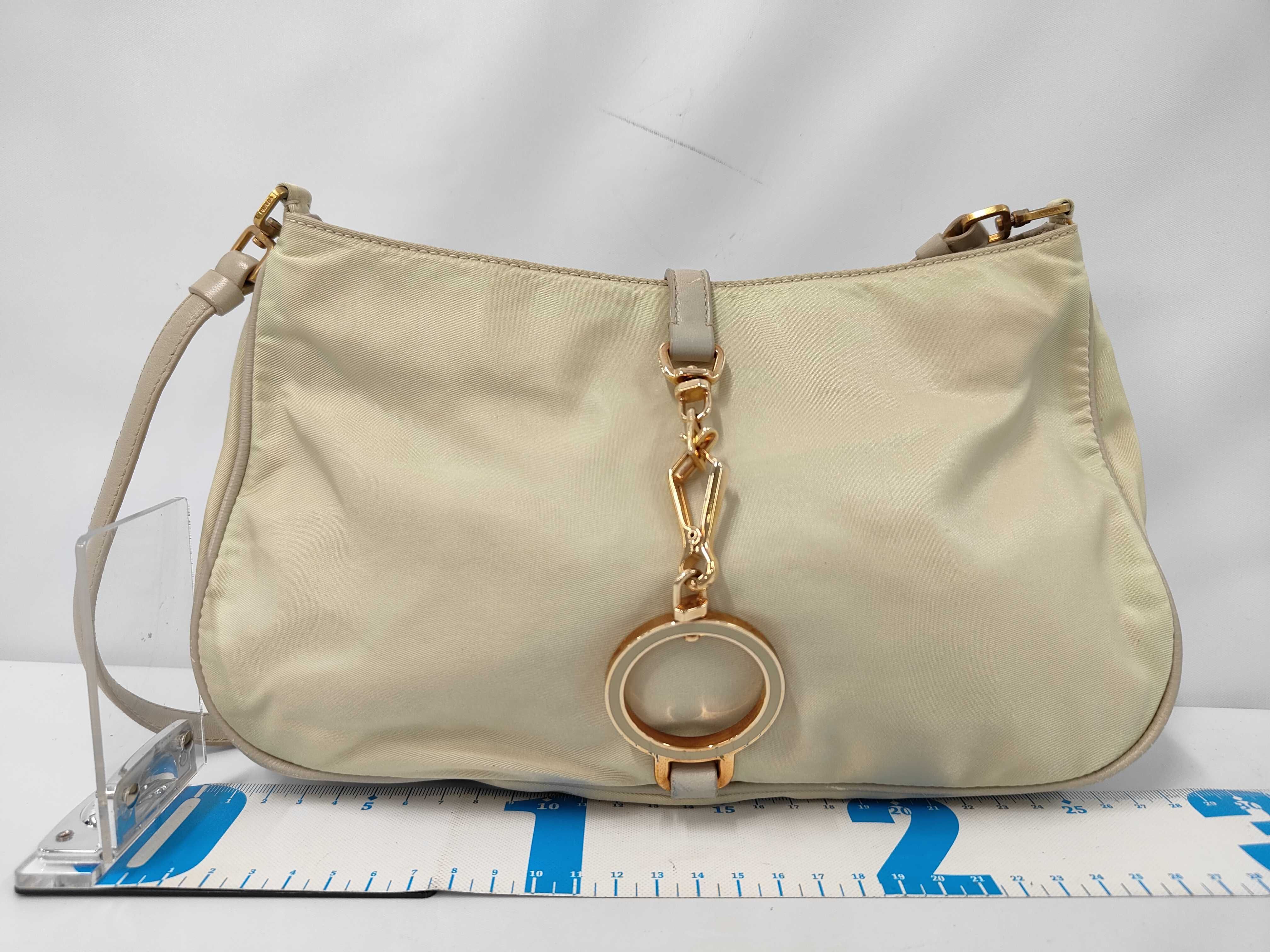 Nylon One-Shoulder Bag, Beige — view 2