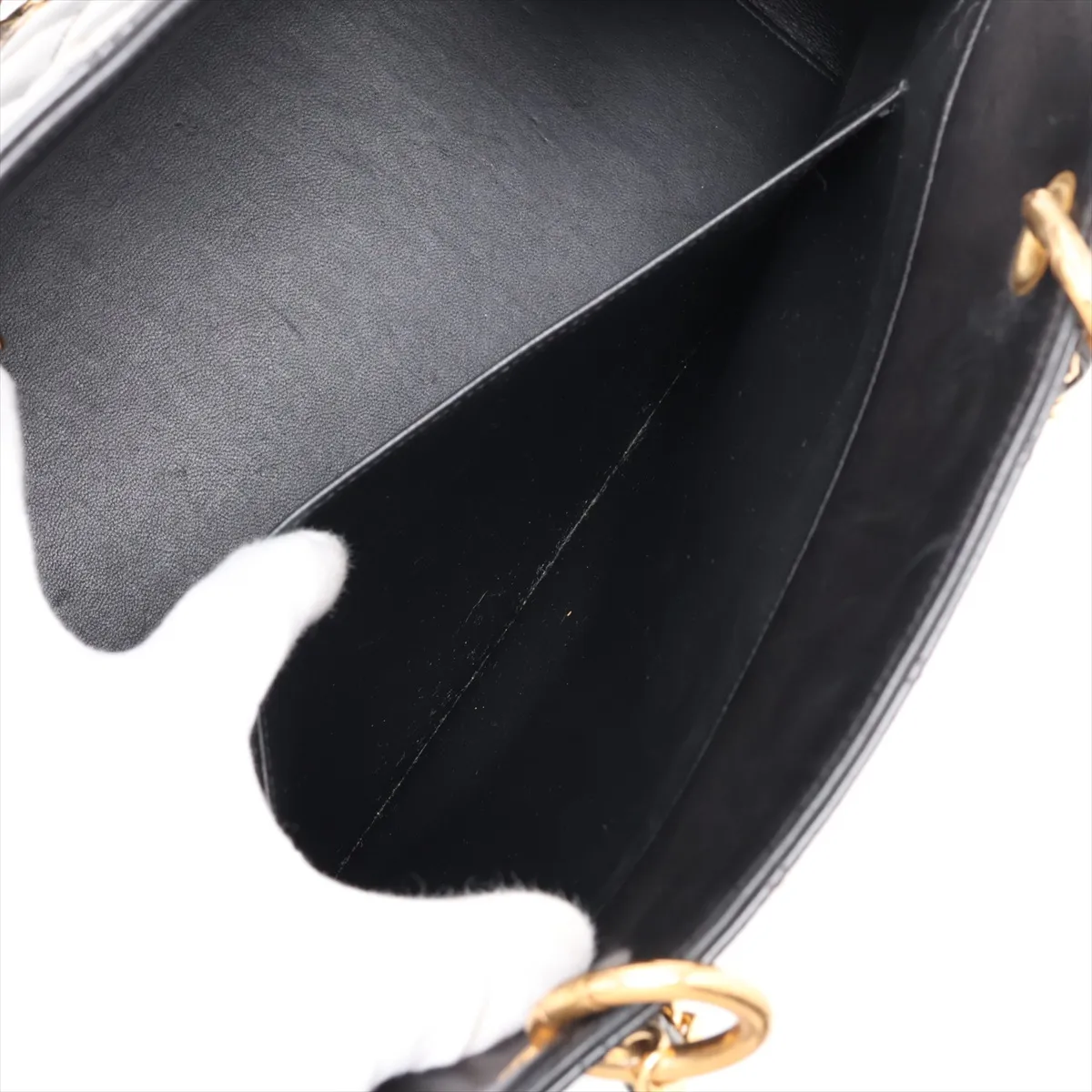 Matelassé Patent Leather Chain Tote Bag, Black with Gold Hardware, Item No. 4808887 (Serial No. 4) — view 8