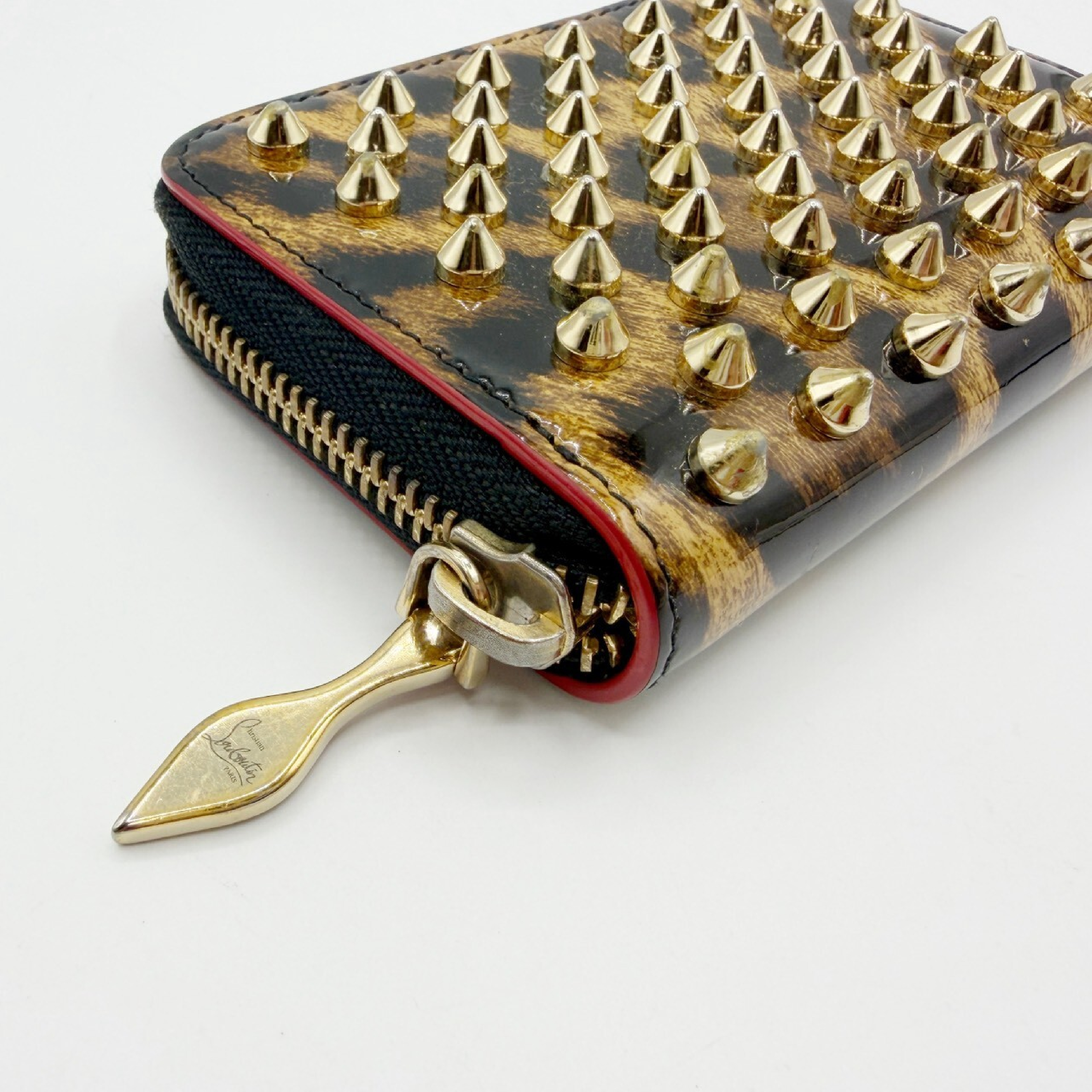 Studded Enamel Leather Coin Case Leopard Print Coin Case — view 4