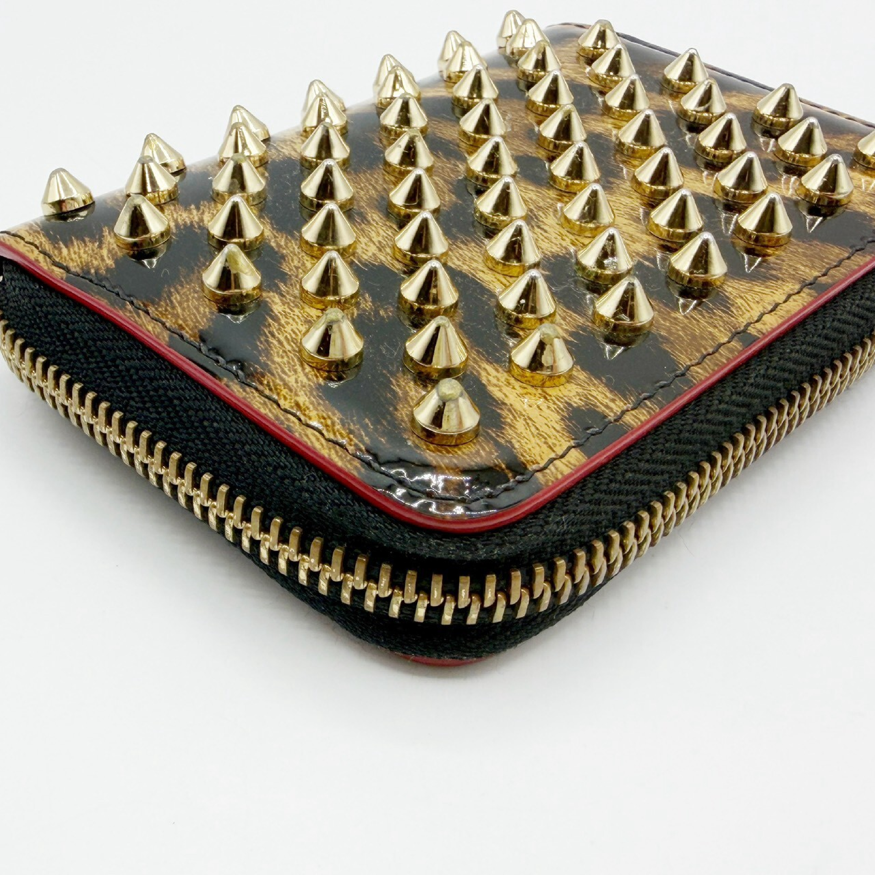 Studded Enamel Leather Coin Case Leopard Print Coin Case — view 5