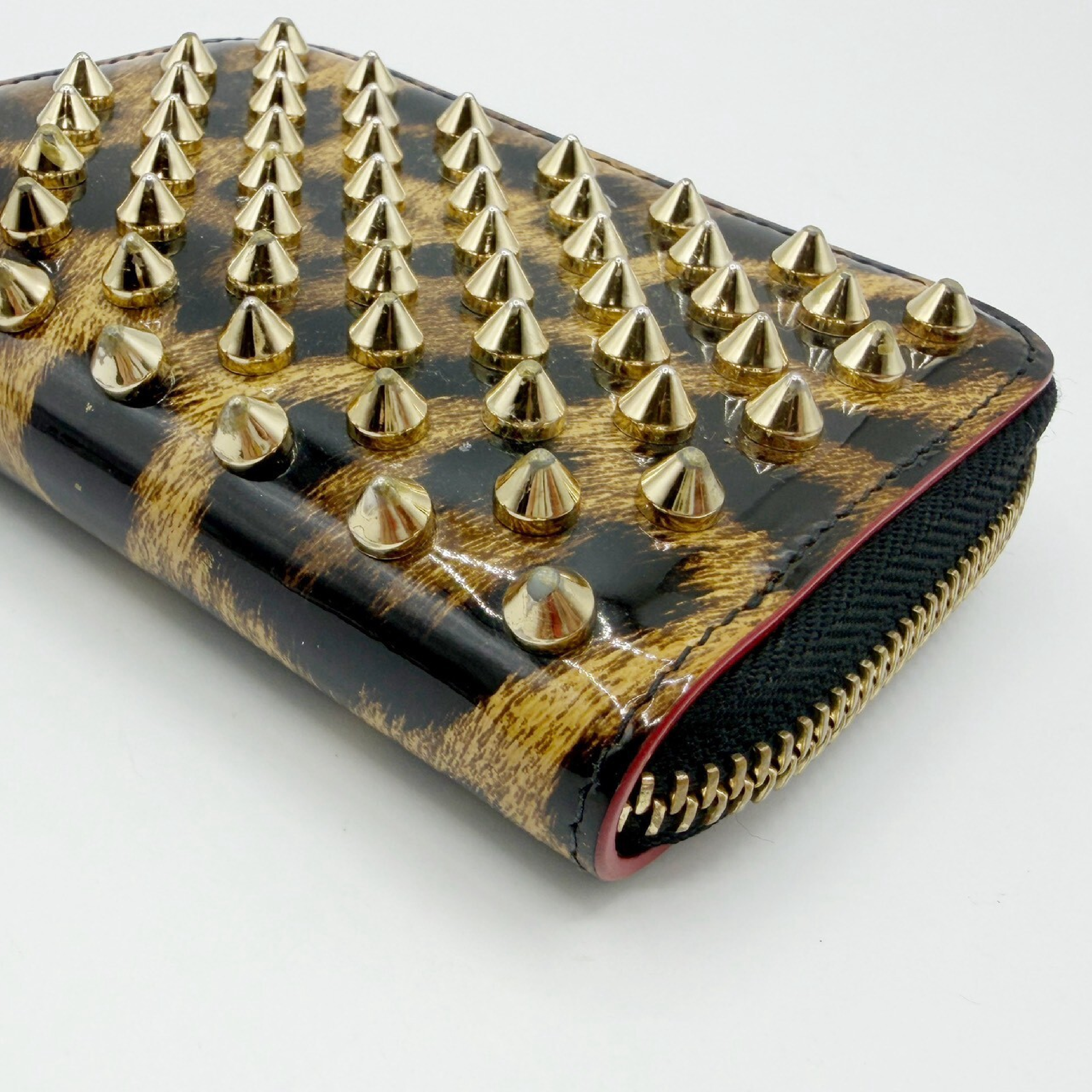 Studded Enamel Leather Coin Case Leopard Print Coin Case — view 6
