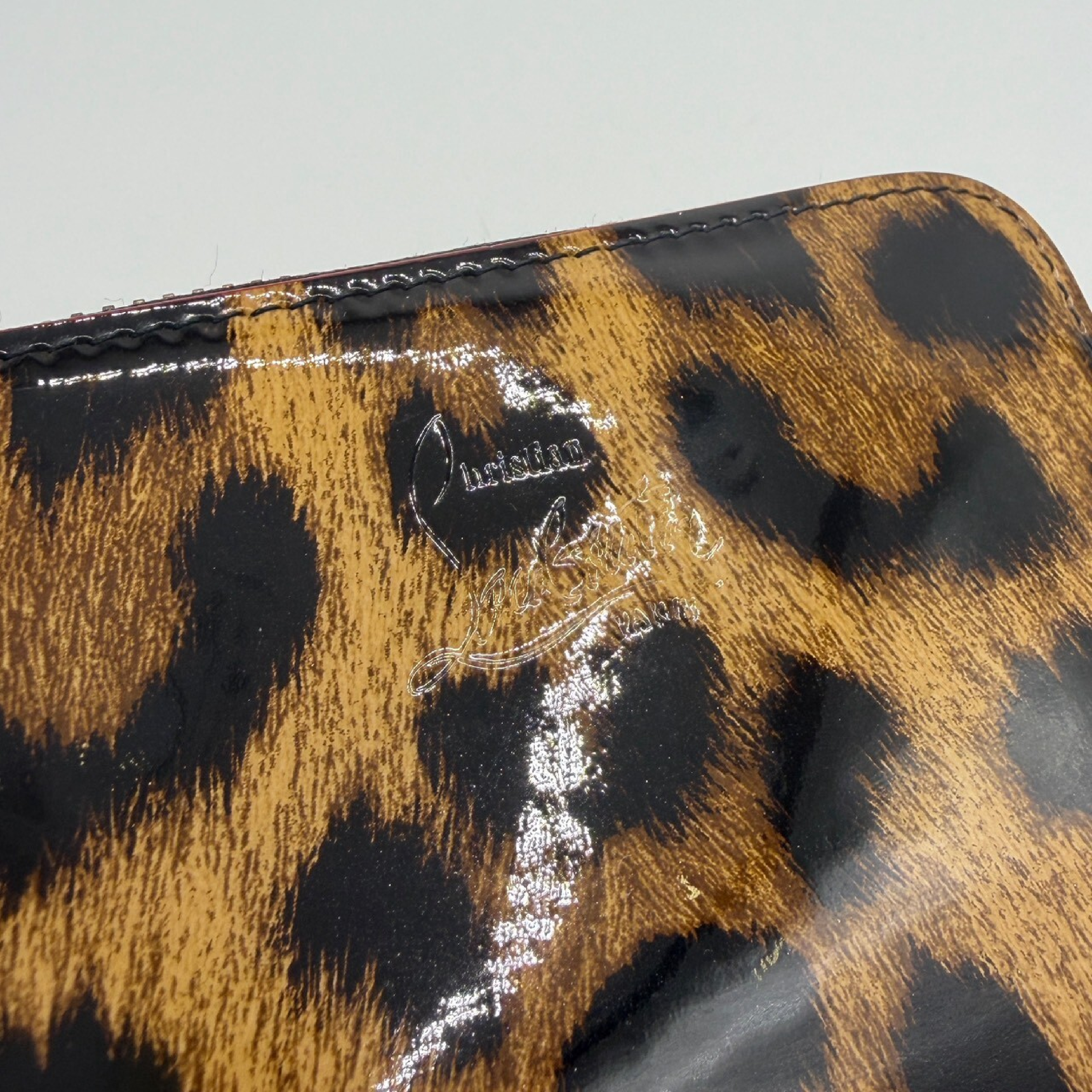 Studded Enamel Leather Coin Case Leopard Print Coin Case — view 8