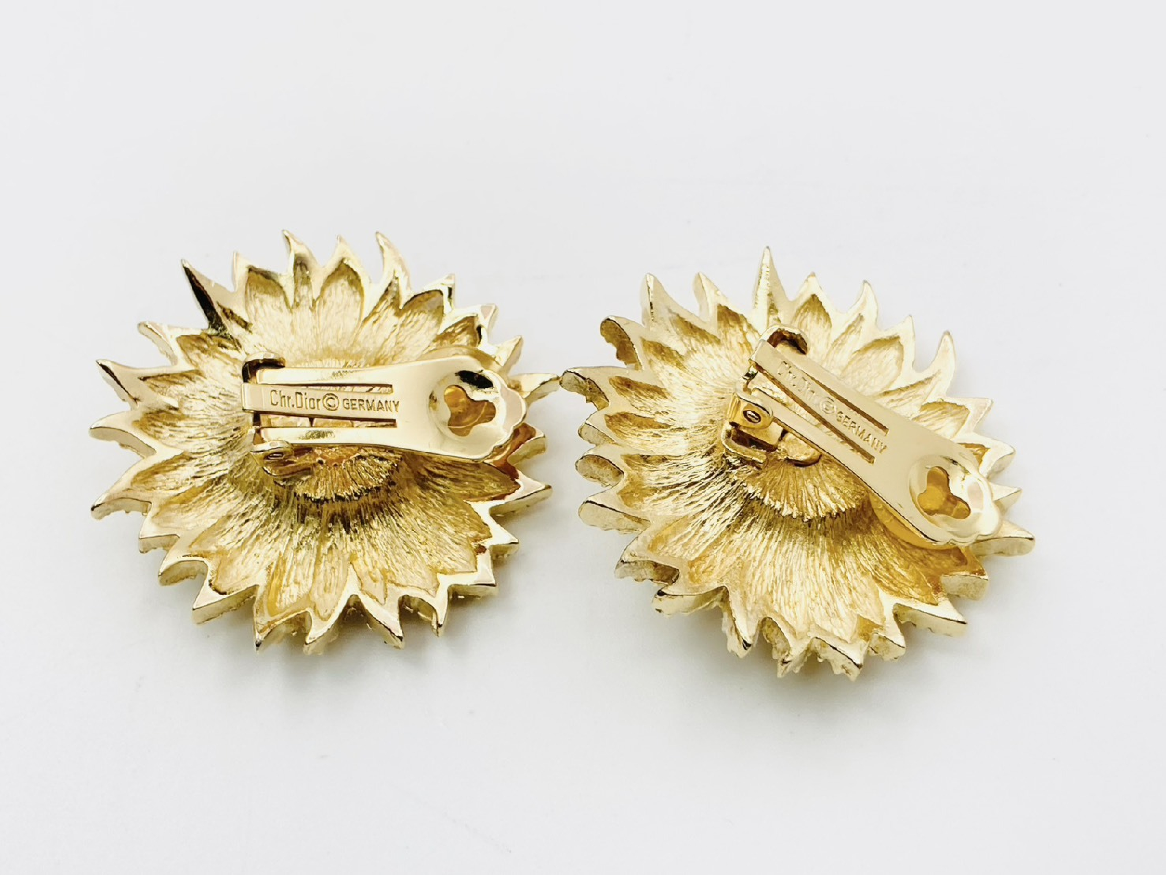 Leaf Flower Rhinestone Earrings (Gold Earrings) — view 2