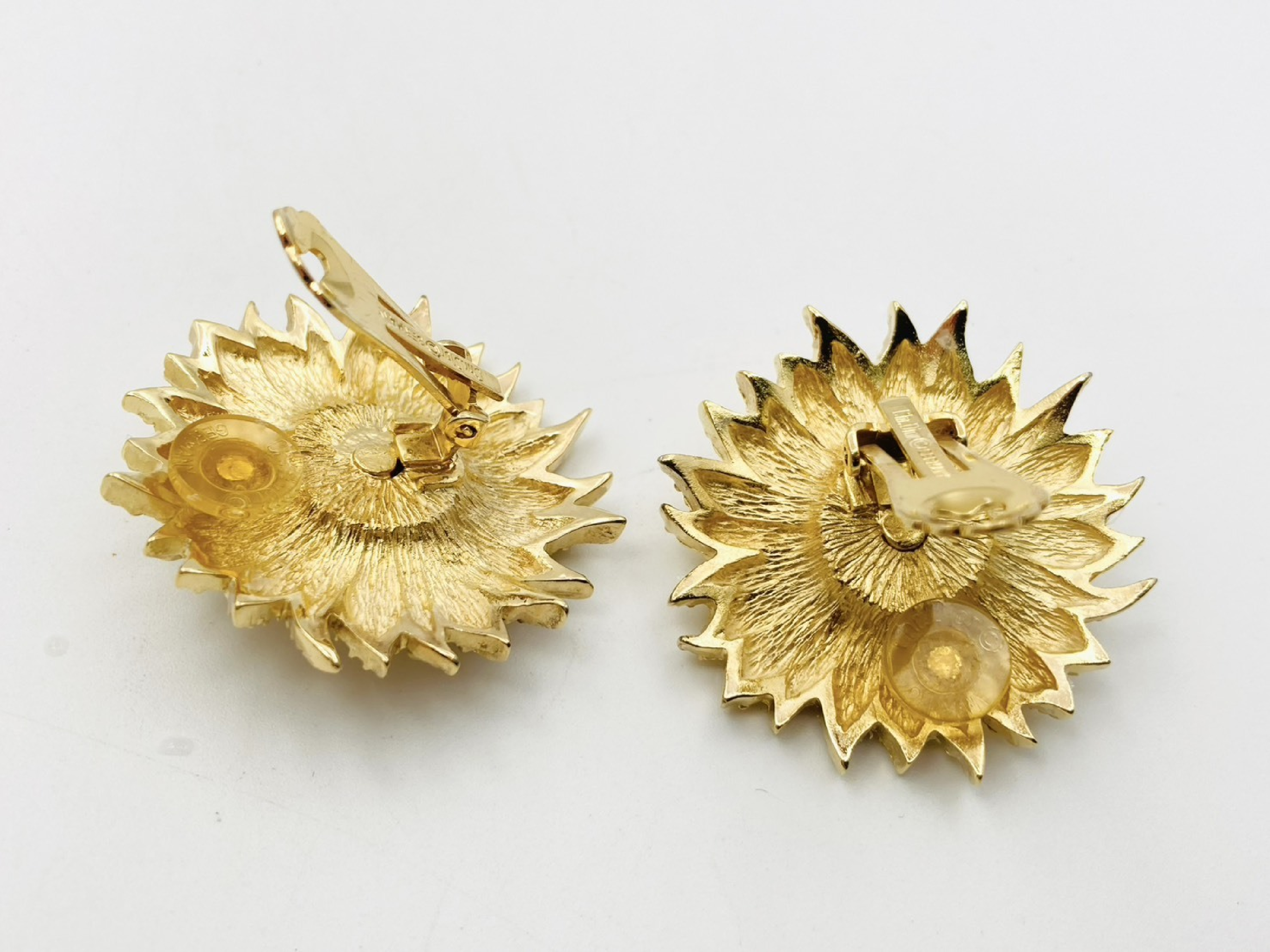 Leaf Flower Rhinestone Earrings (Gold Earrings) — view 3