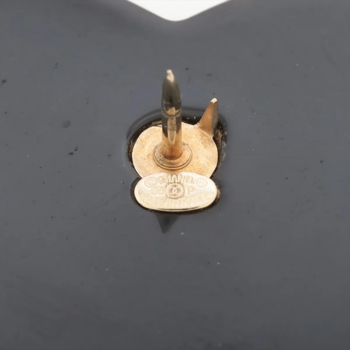 Coco Mark Ribbon 06P Pin Brooch, GP x Faux Pearl x Resin, Black x Beige. Shows signs of wear including — view 4
