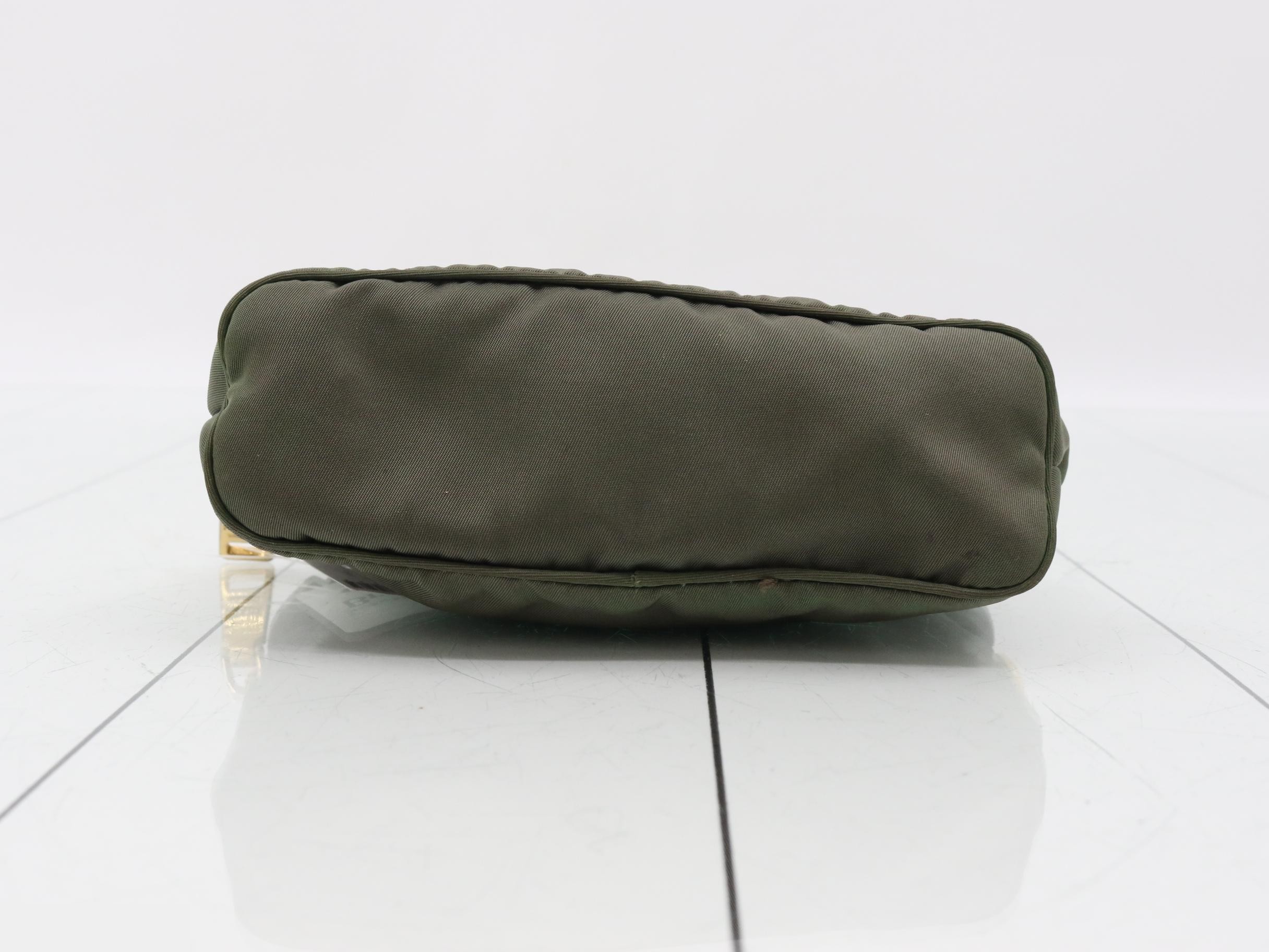 nylon accessory pouch, khaki, with ruffled gathers. — view 3