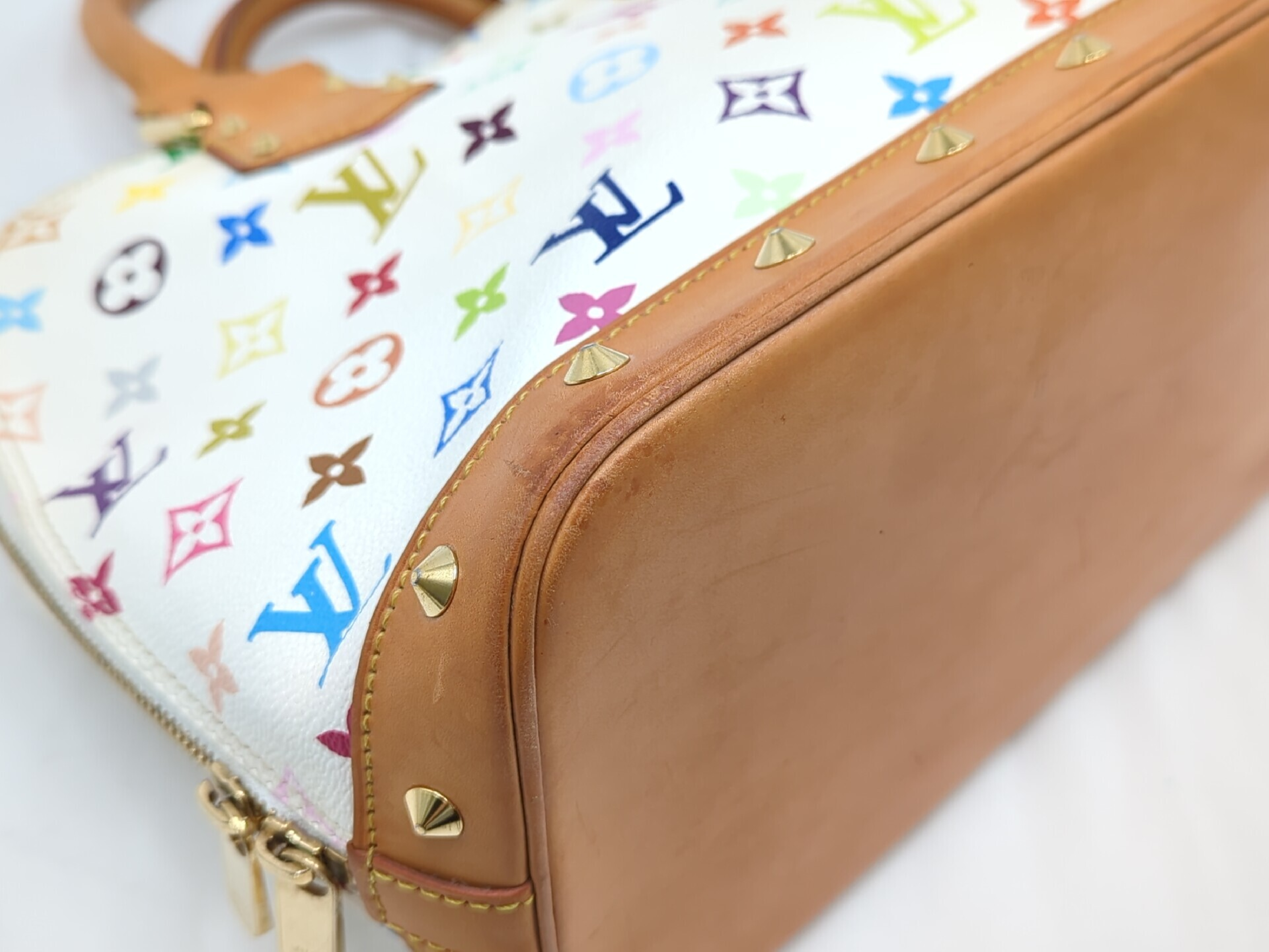M40443 Monogram Multicolor Alma PM Blanc Handbag — view 3