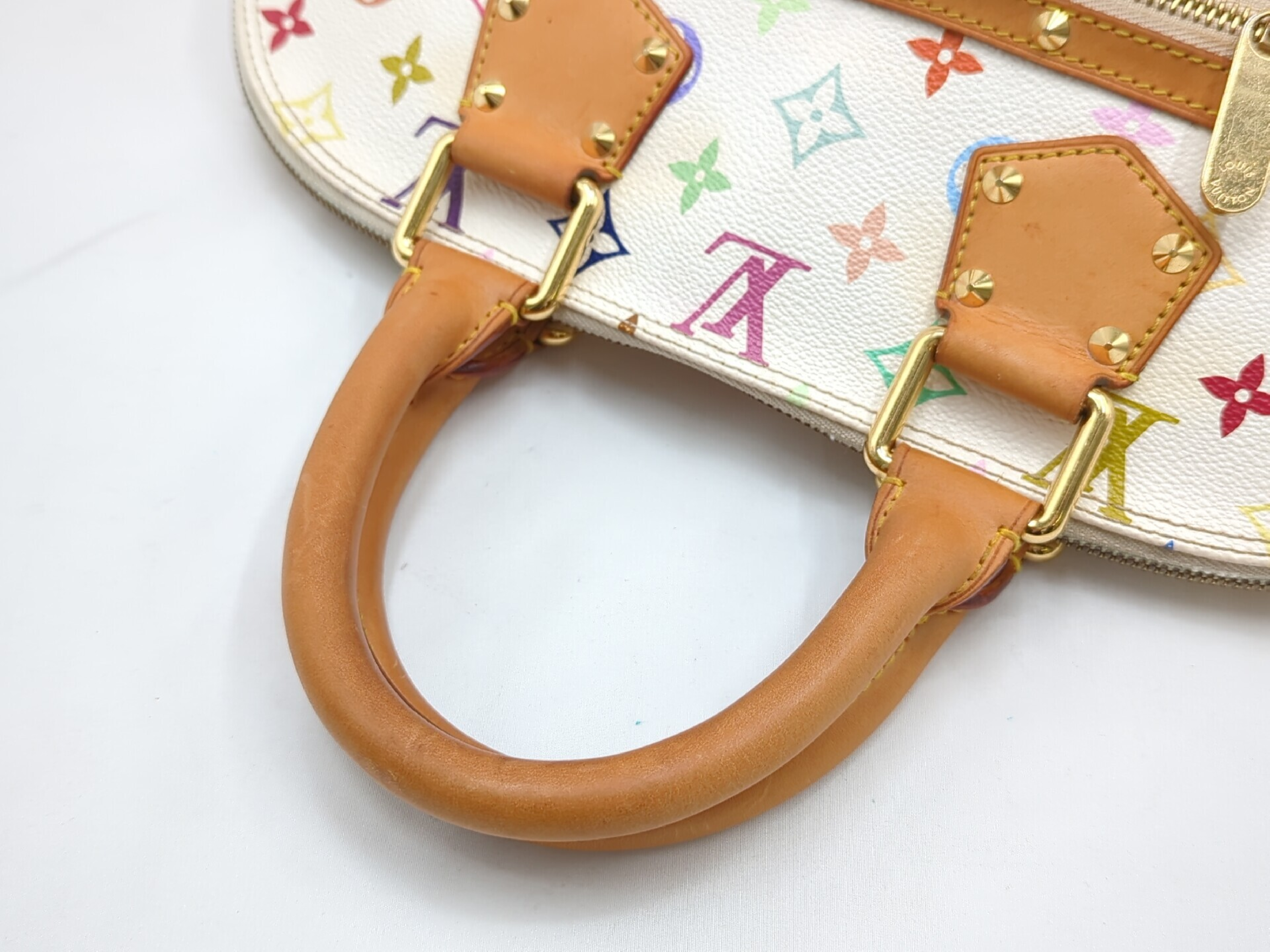 M40443 Monogram Multicolor Alma PM Blanc Handbag — view 7