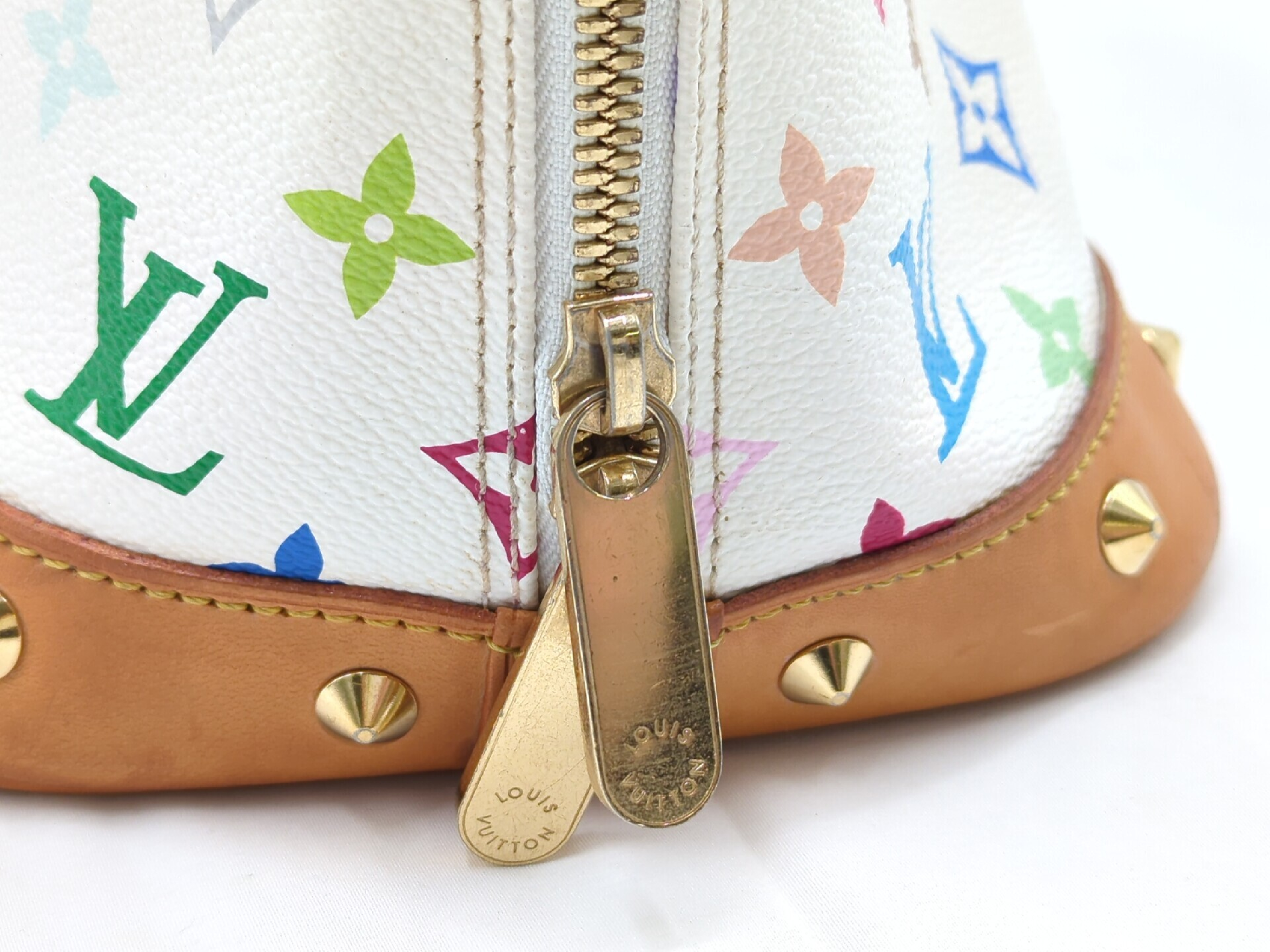 M40443 Monogram Multicolor Alma PM Blanc Handbag — view 9
