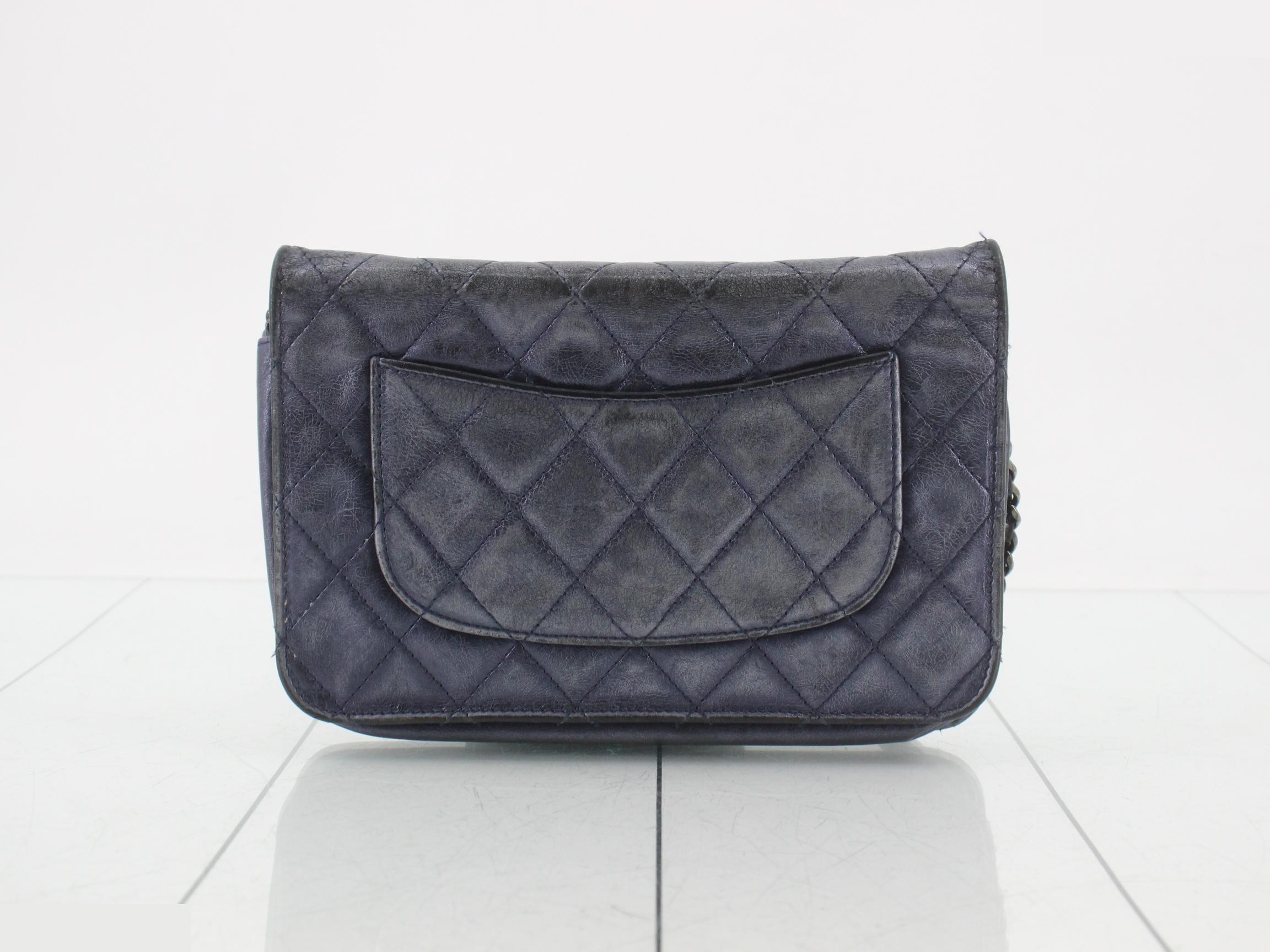 2.55 Chanel Chain Mini Shoulder Bag, Matelassé, with Gold — view 2