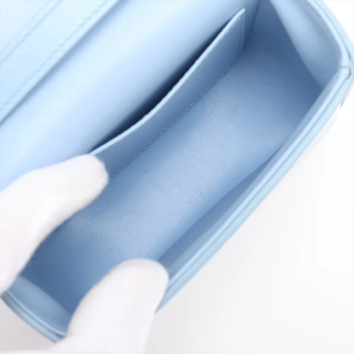 Mini Claude Leather Shoulder Bag, Light Blue — view 6