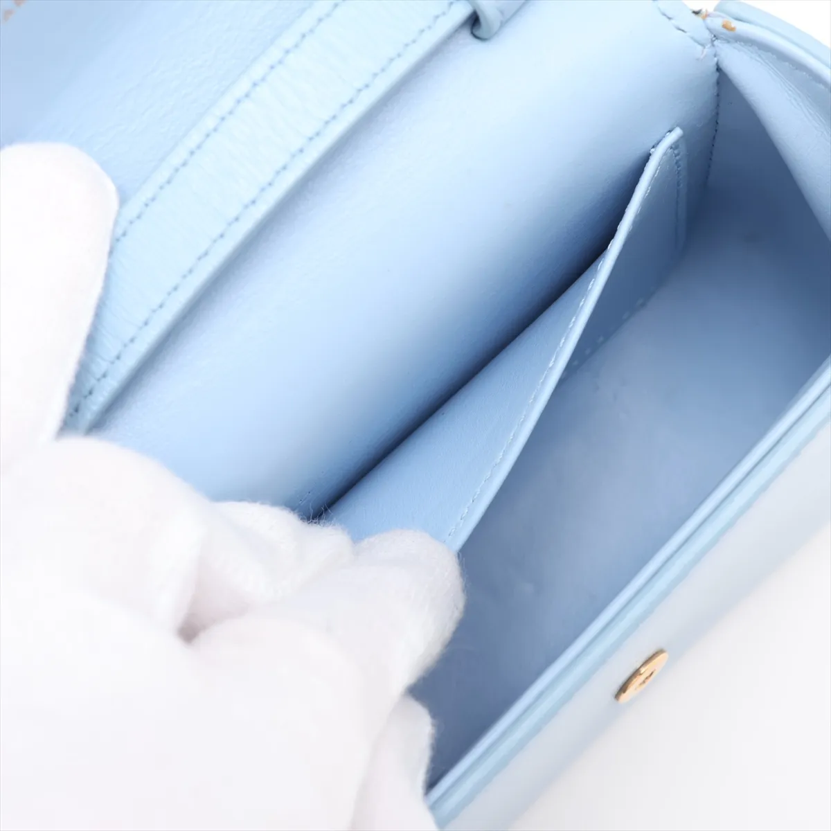 Mini Claude Leather Shoulder Bag, Light Blue — view 7